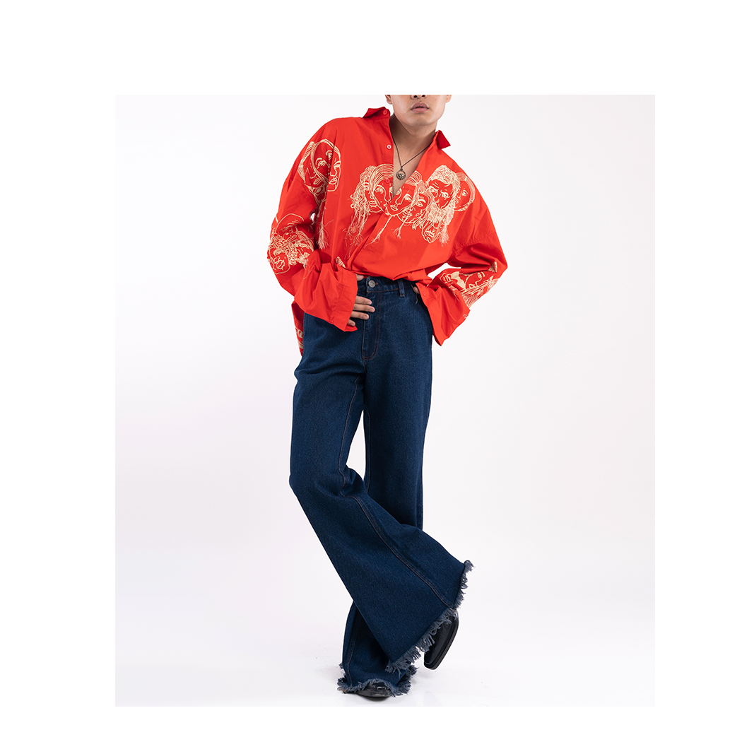 Classic Distressed Flared Jeans