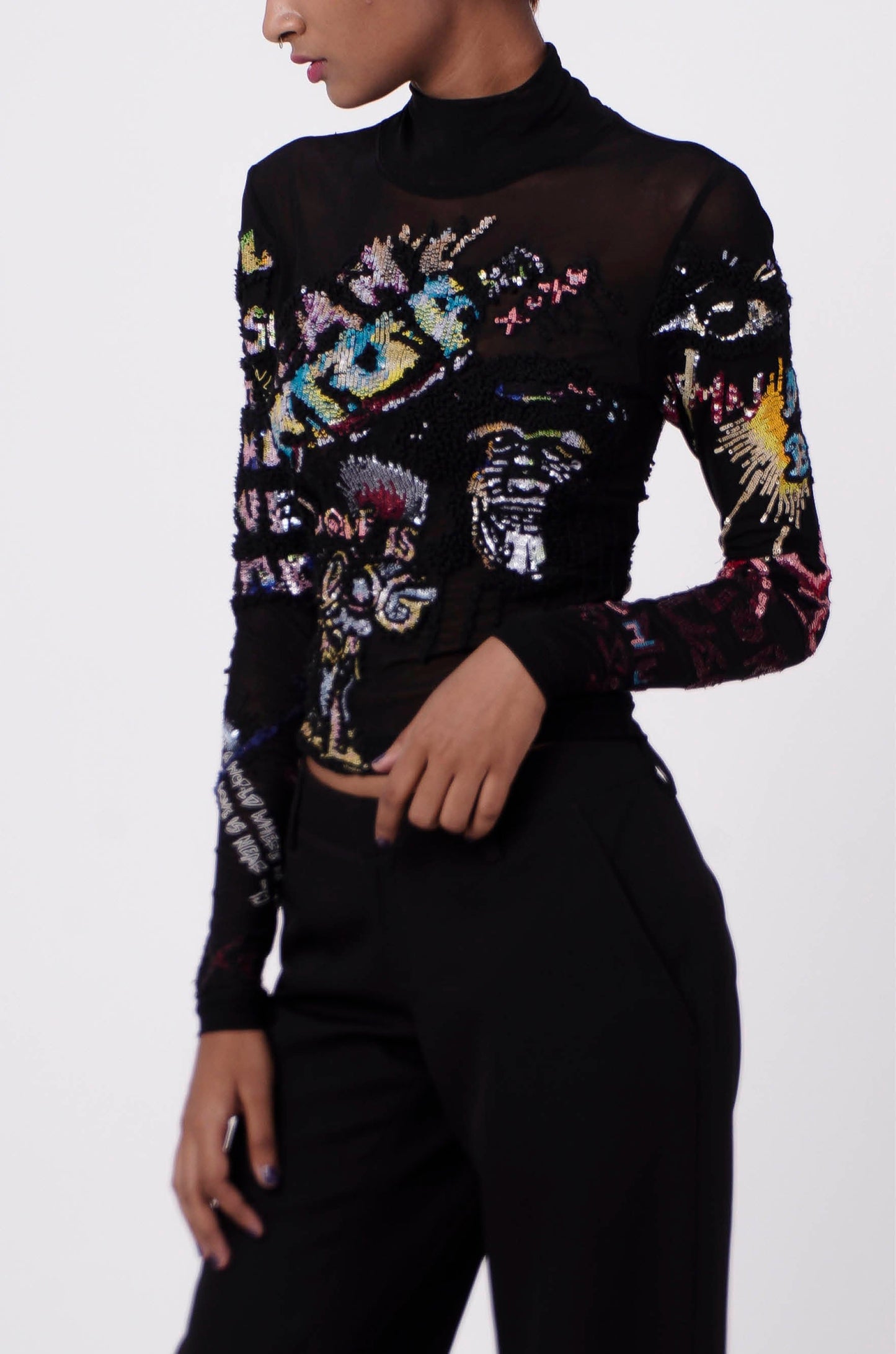 Handcrafted Second Skin Graffiti Top