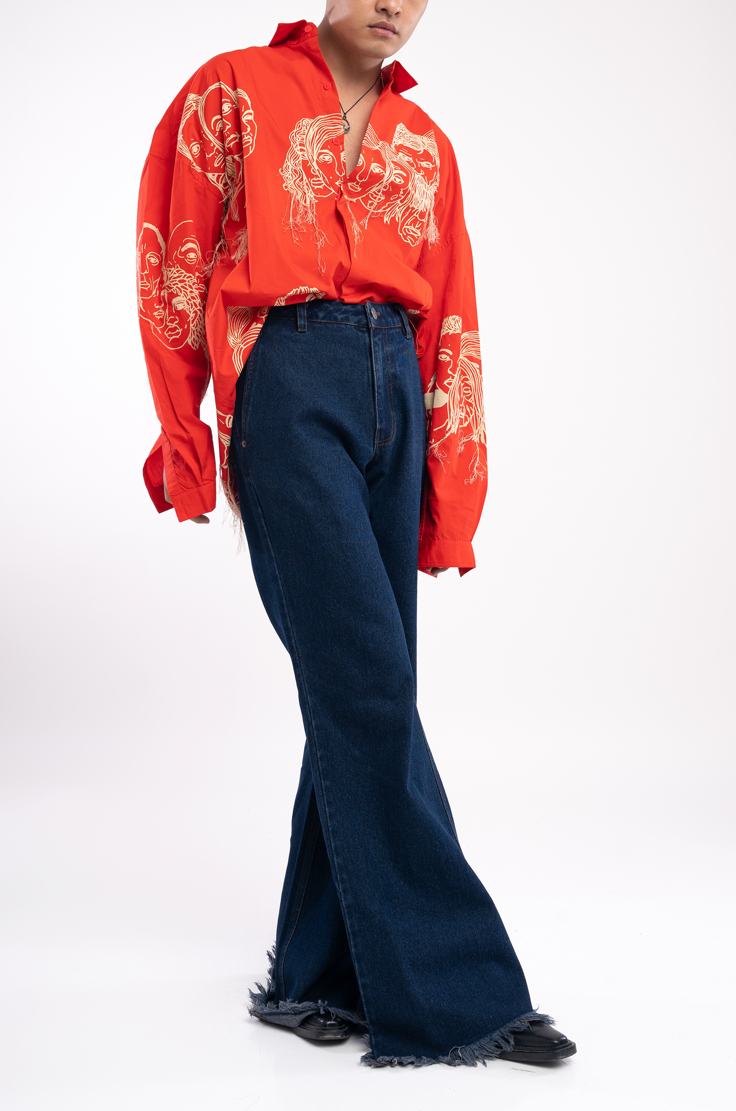 Classic Distressed Flared Jeans