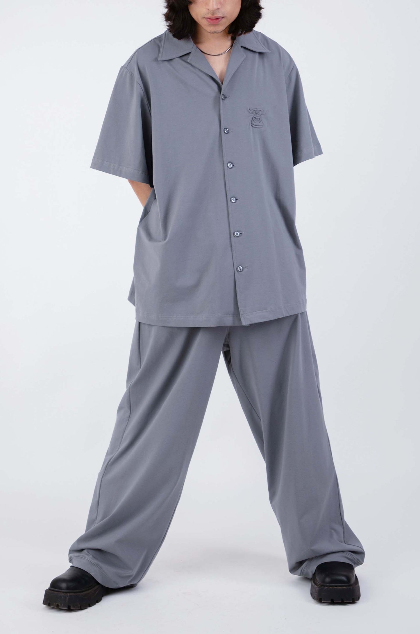 Huemn Gorilla Insignia Oversized Safari Shirt (Grey)