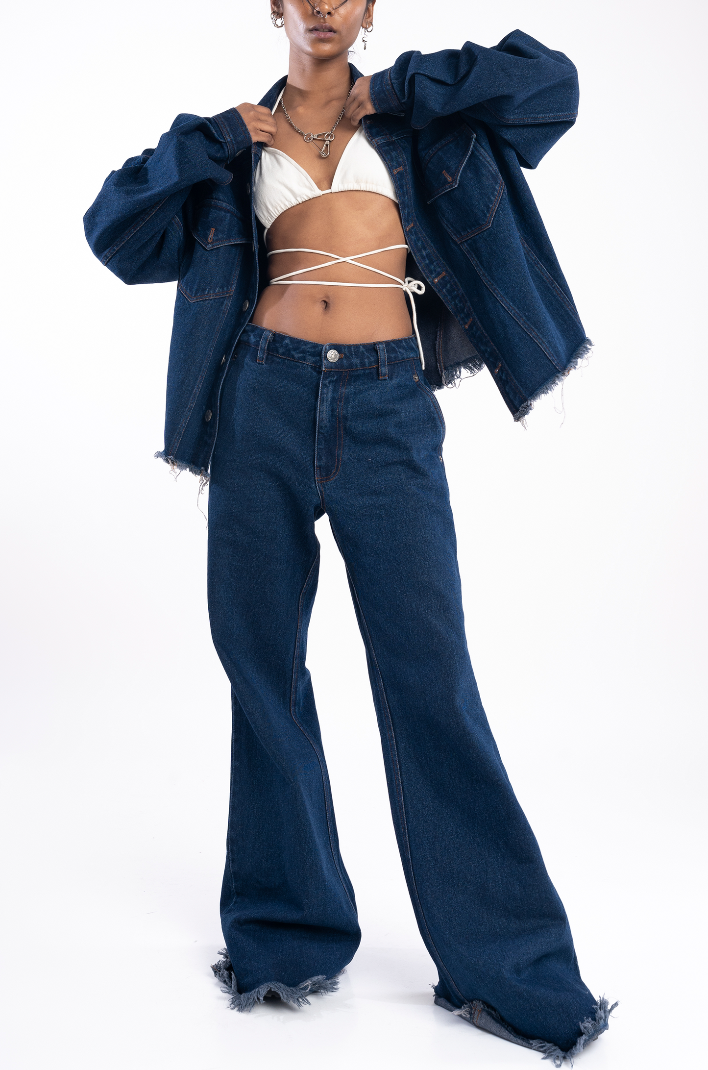 Classic Distressed Flared Jeans