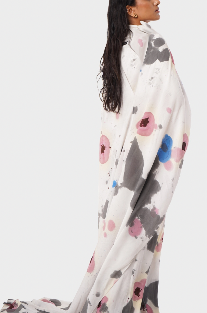 Huemn Blood Washed Hybrid Sari-Pants (White)