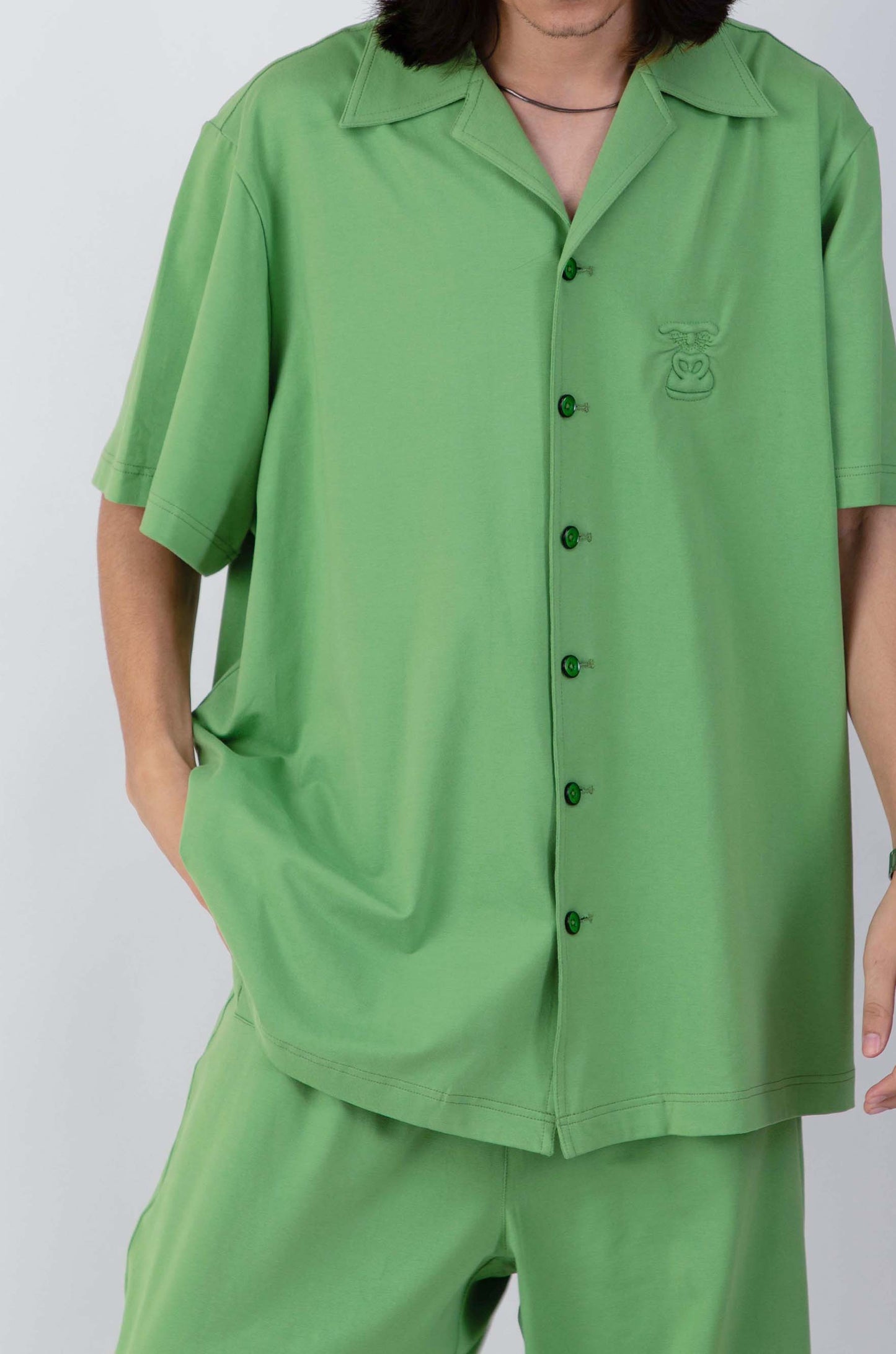 Huemn Gorilla Insignia Oversized Bowling Co-Ord Set (Green)