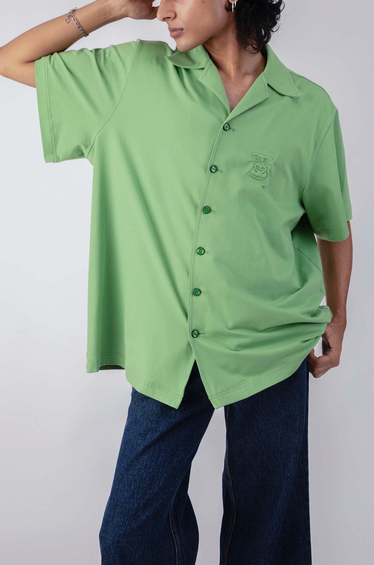 Huemn Gorilla Insignia Oversized Safari Shirt (Green)