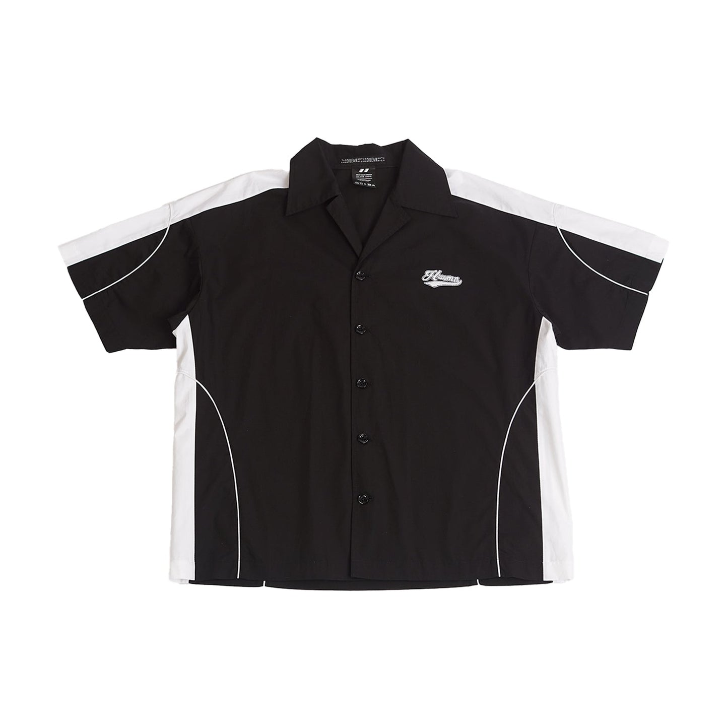 Contrast panelled safari shirt (Black)