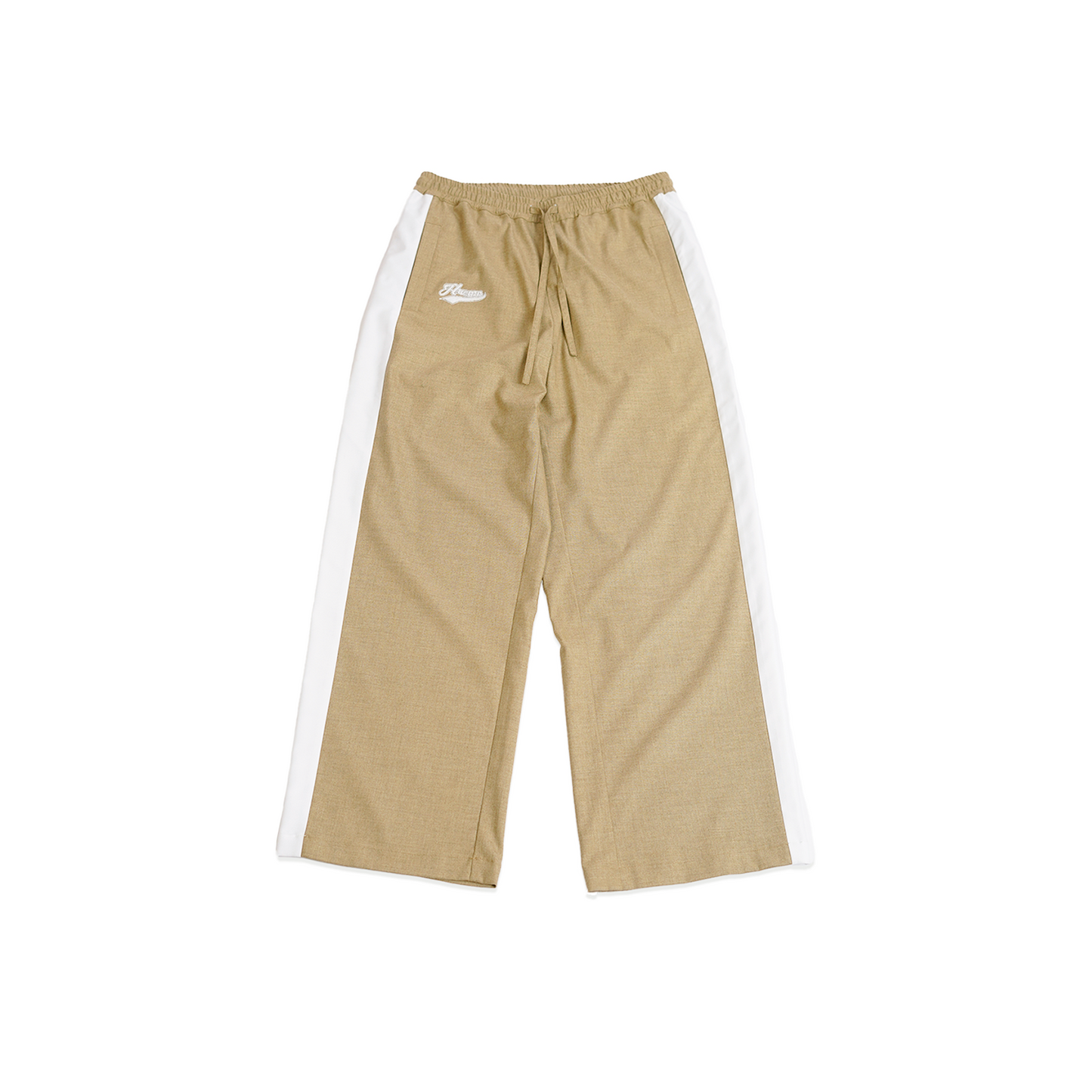 Embroidered trackpant with panelled detail (Beige)