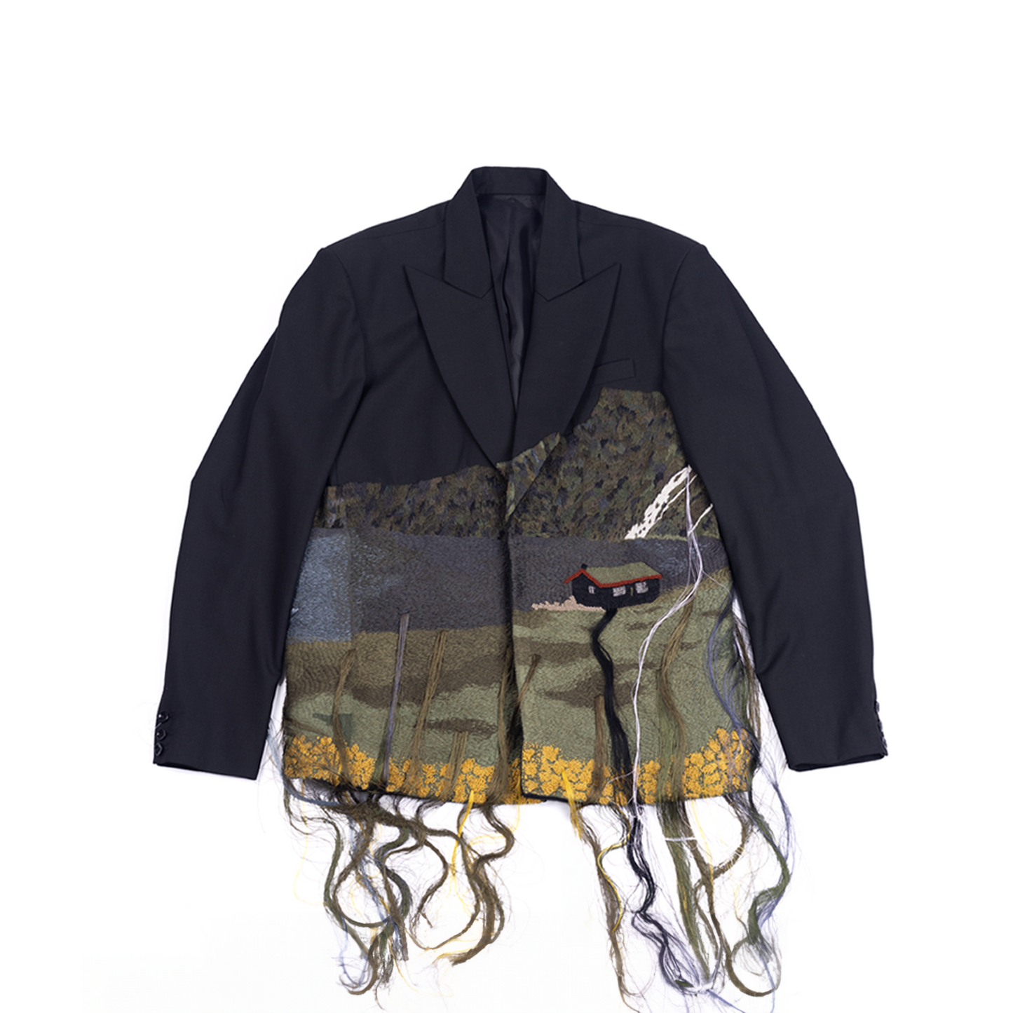 Oversized blazer with 'Scandinavian house' embroidery