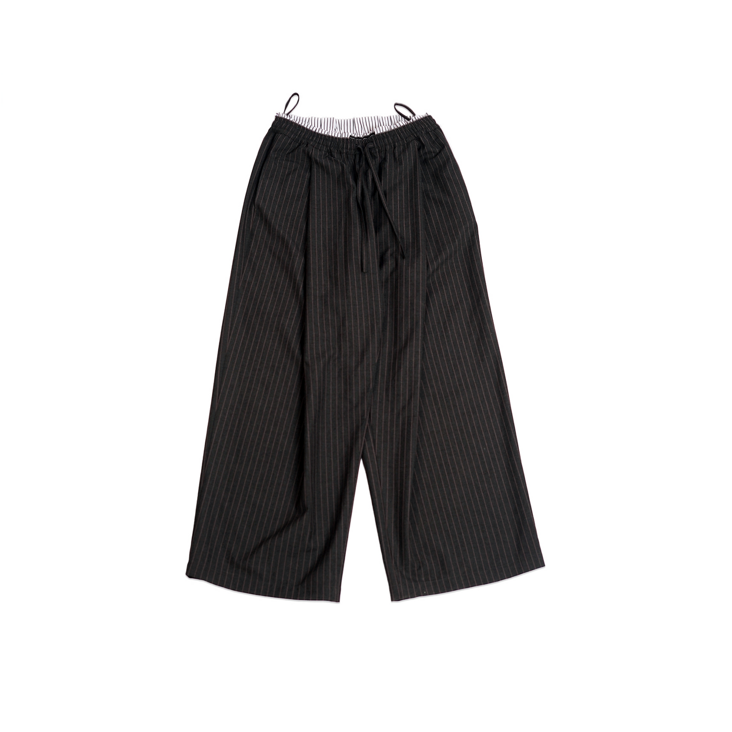 Pleated pinstriped trackpant(Black)