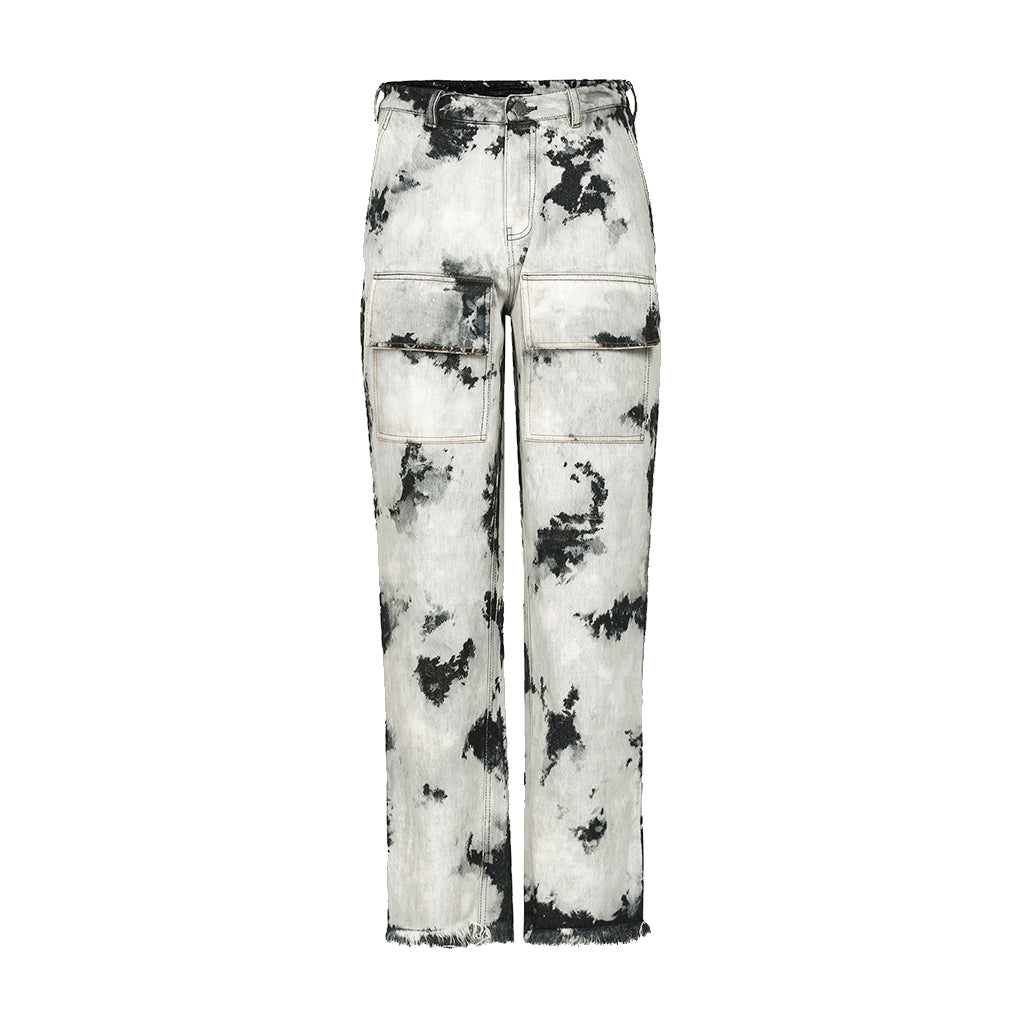 Bleached And Tinted Huemn Jeans With Oversized Patch Pockets