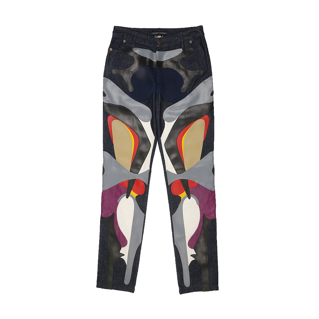 Panelled Multi-Material Jeans (Indigo)