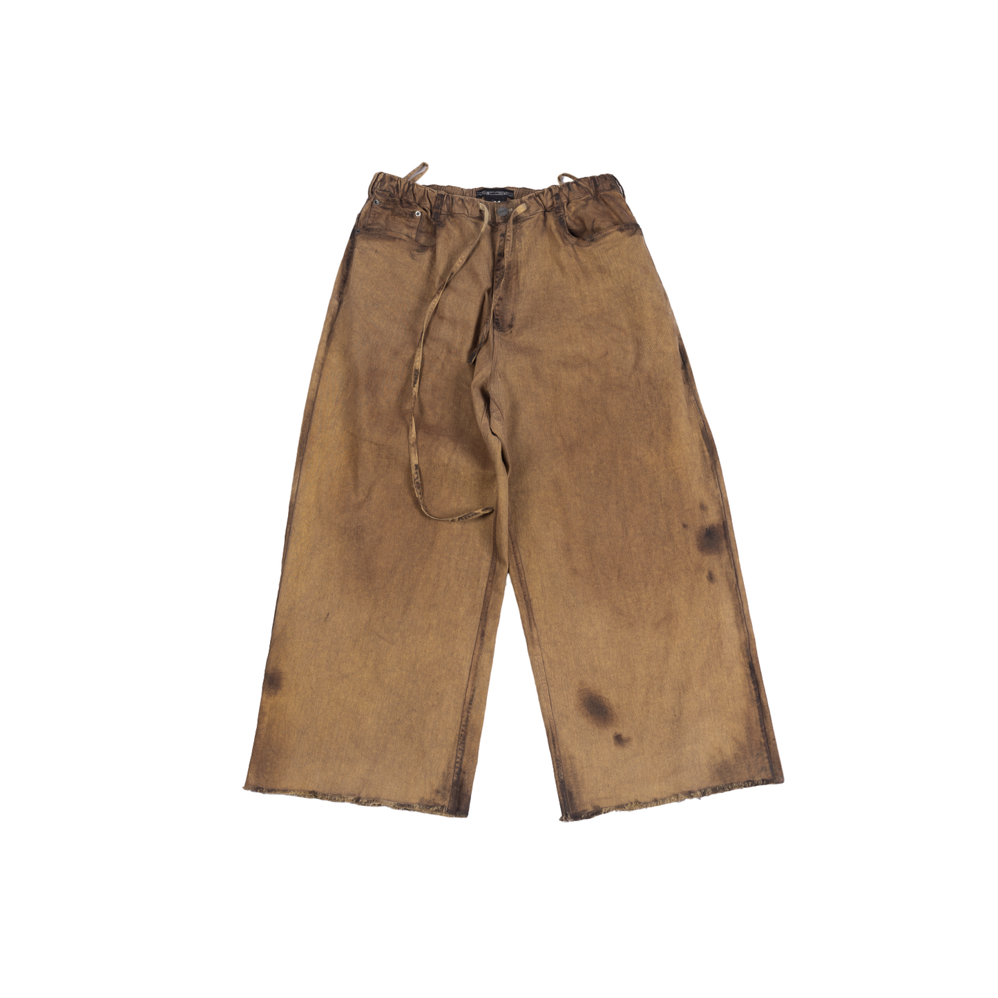 Oversized unisex denim with hand-painted mud-washed surface (Copper)