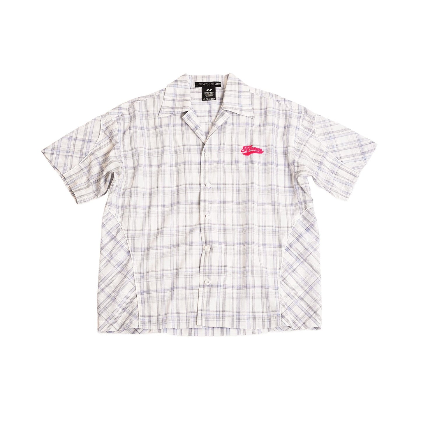 Contrast panelled safari shirt in checkered pattern