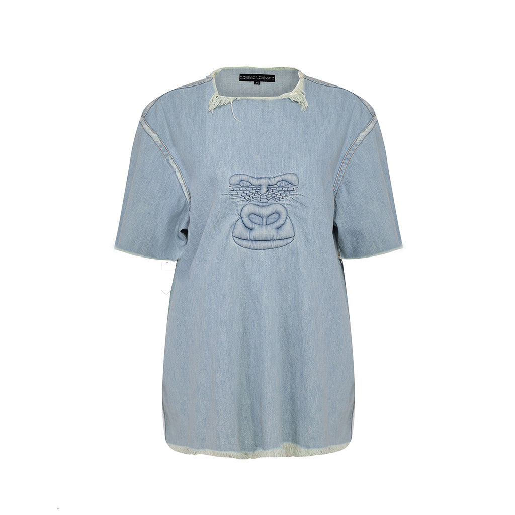 Huemn Gorilla Insignia Denim Longline T-Shirt