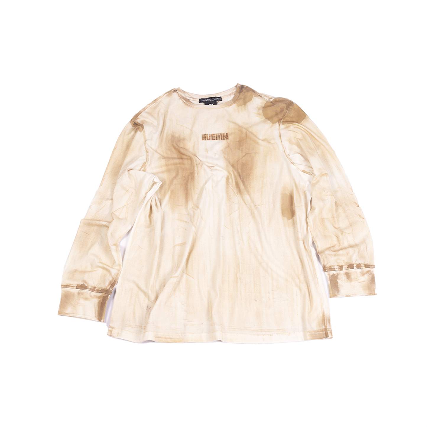 Oversized unisex mud-washed full sleeve t-shirt (White)