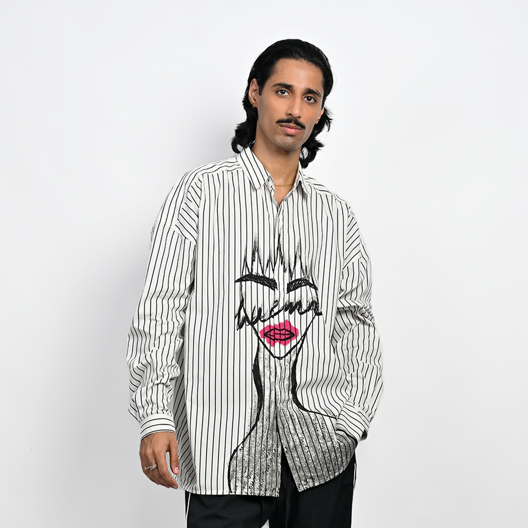 Oversized unisex pinstriped cotton shirt