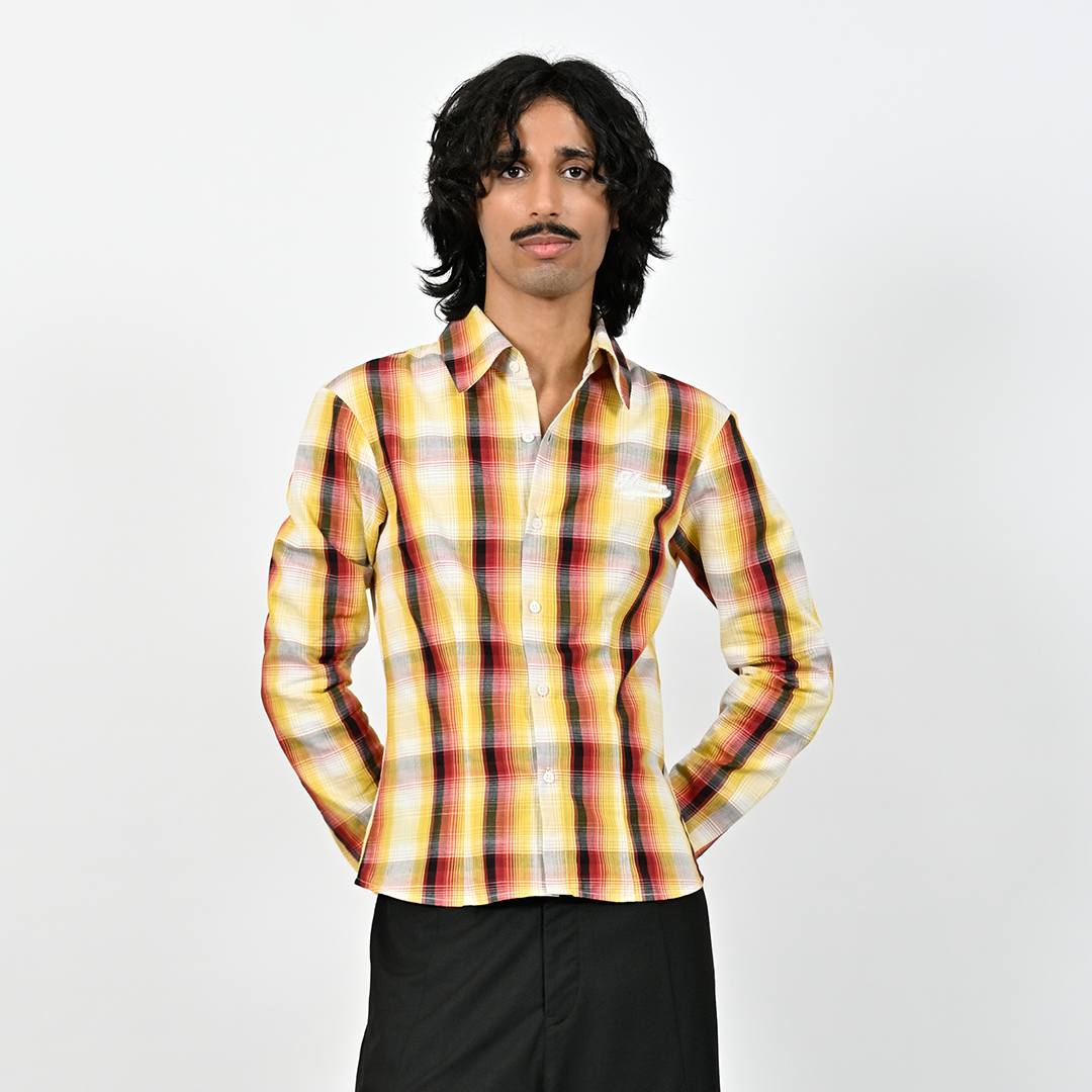 HUEMN Corset style shirt in checkered pattern (Men's)