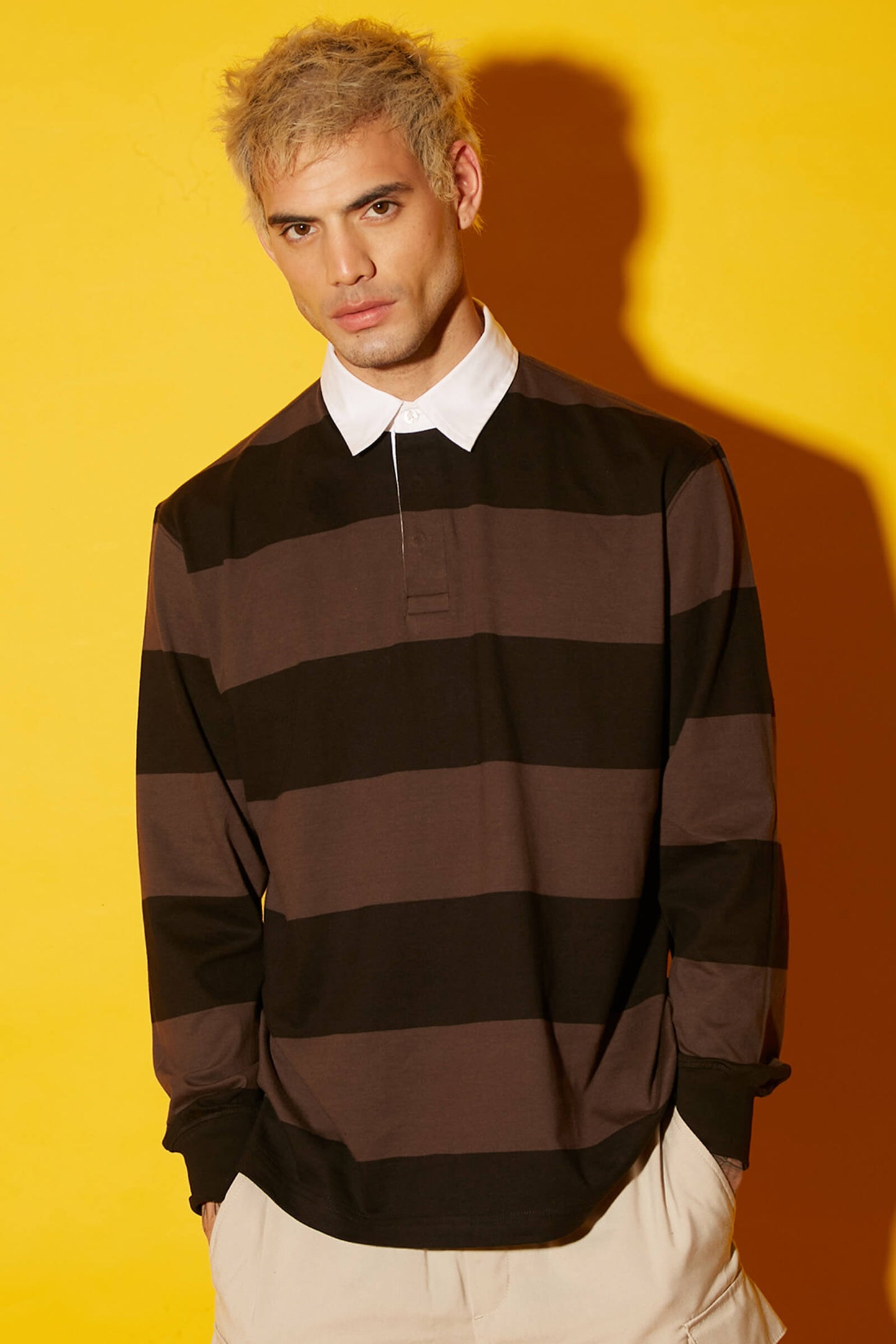 Coco Striped Collared Full Sleeves T-shirt