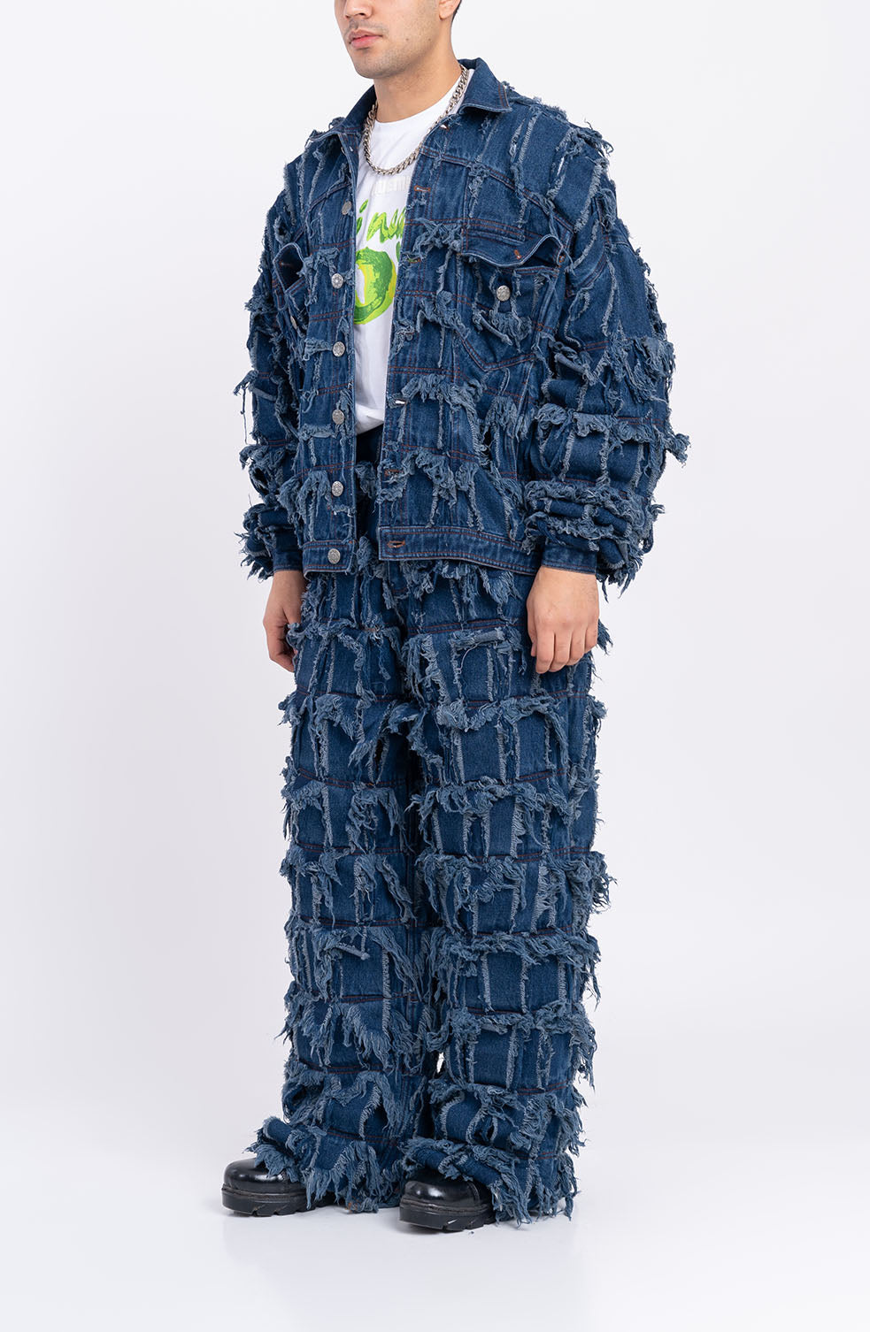 Handcrafted 1000 Panel Distressed Jacket (Indigo)