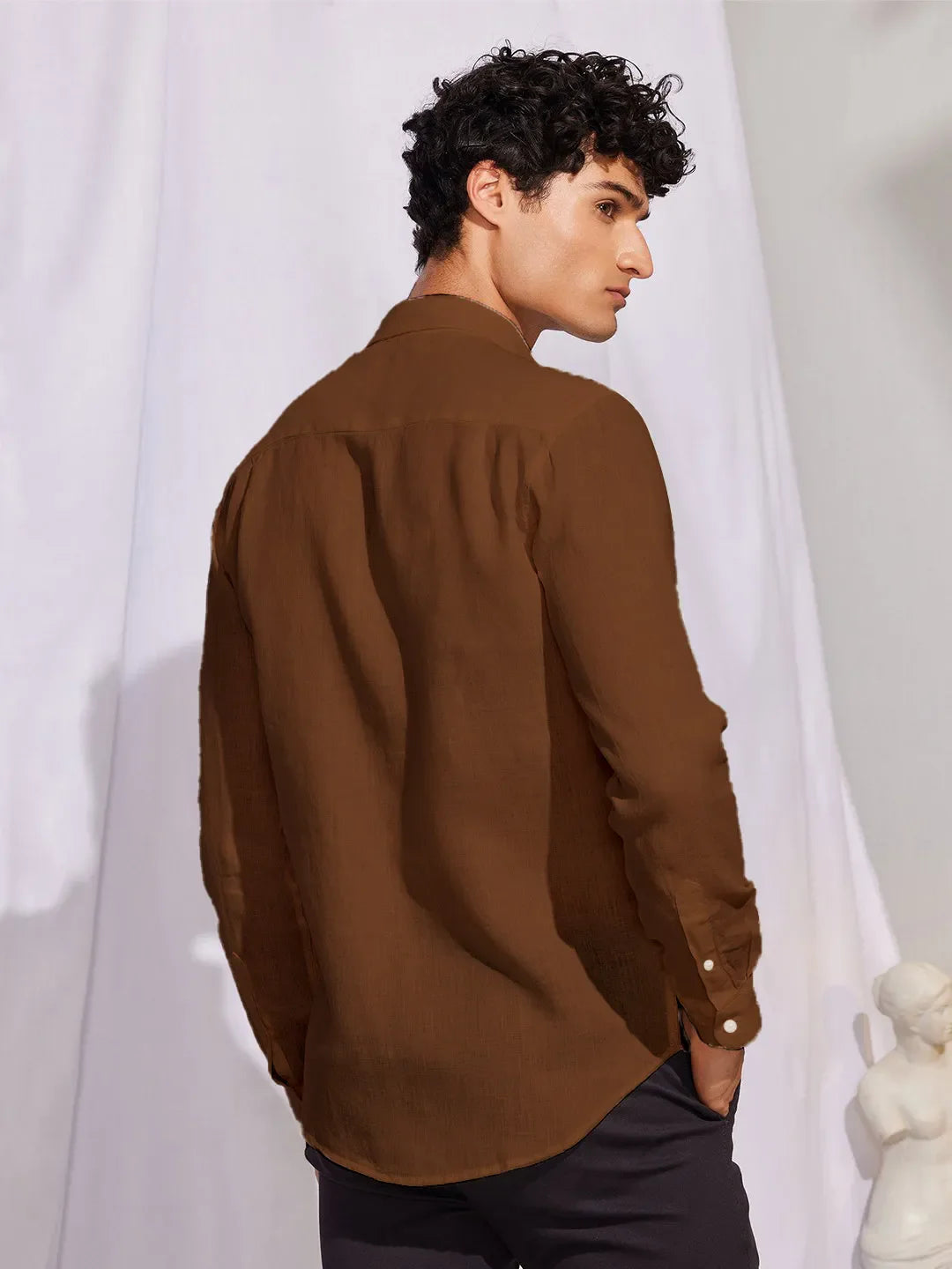 Solid Brown Premium Cotton Casual Full Sleeve Shirt for Men - Prime Fitz