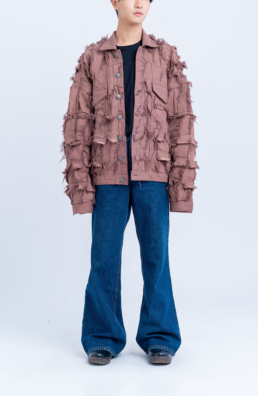 Handcrafted 1000 Panel Distressed Jacket (Beige)