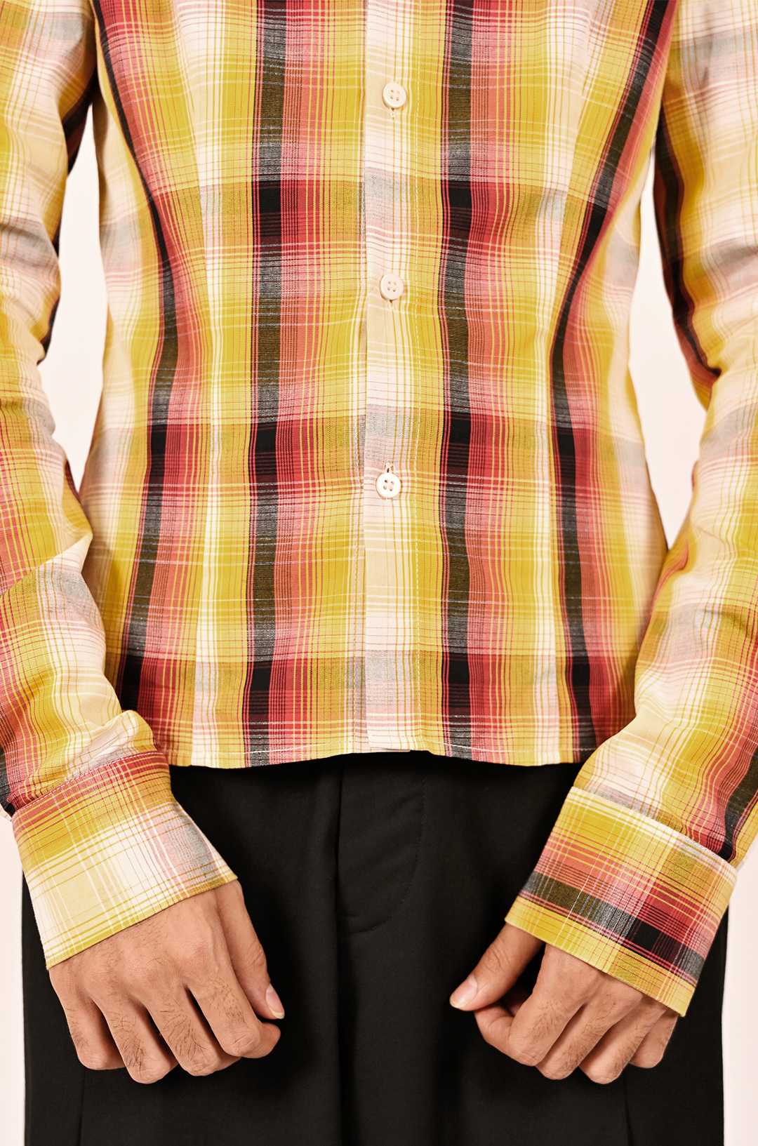 HUEMN Corset style shirt in checkered pattern (Men's)