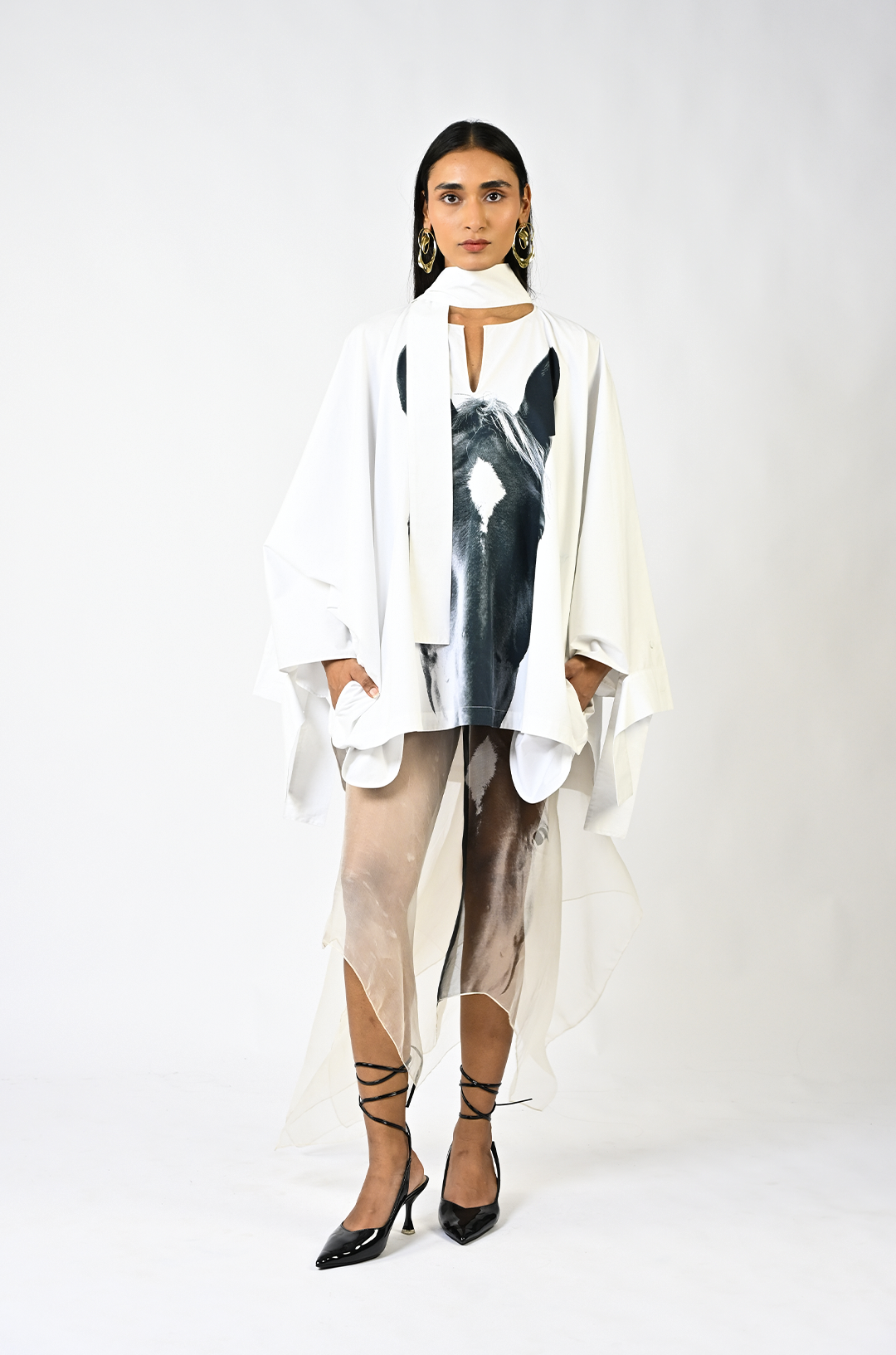 Horse printed kaftan kurta hybrid