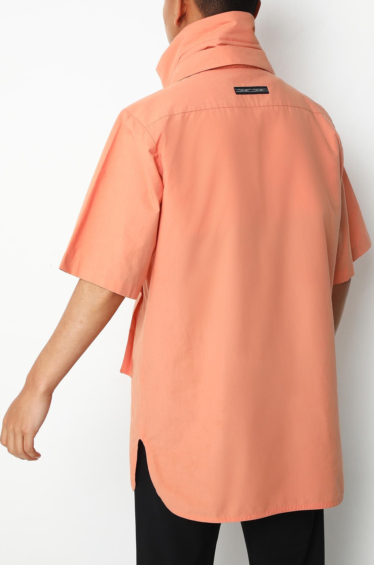 Salmon Safari Shirt With Puffer Neck Detail