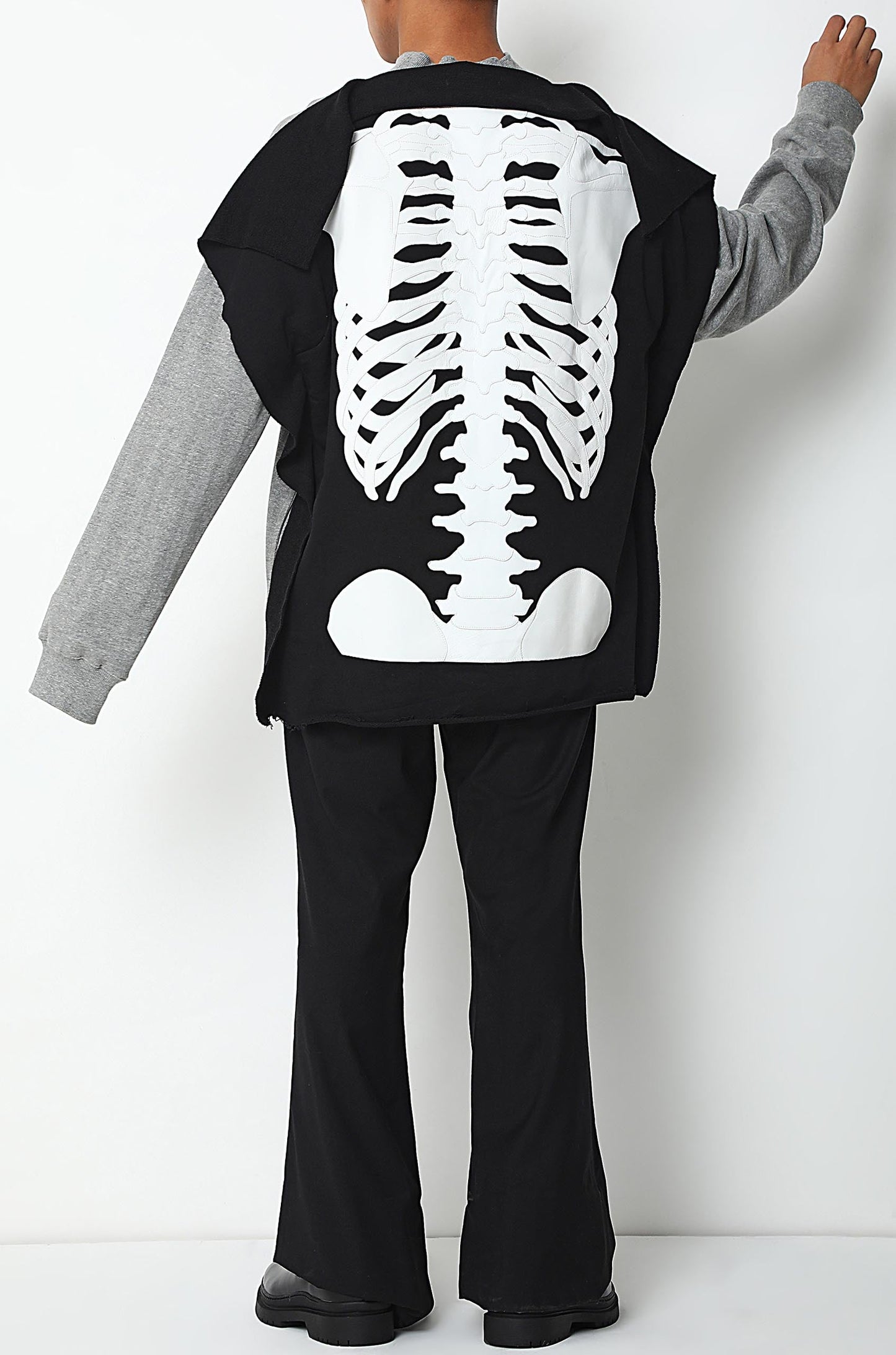 Hand-Cut Leather Spine Sweatshirt