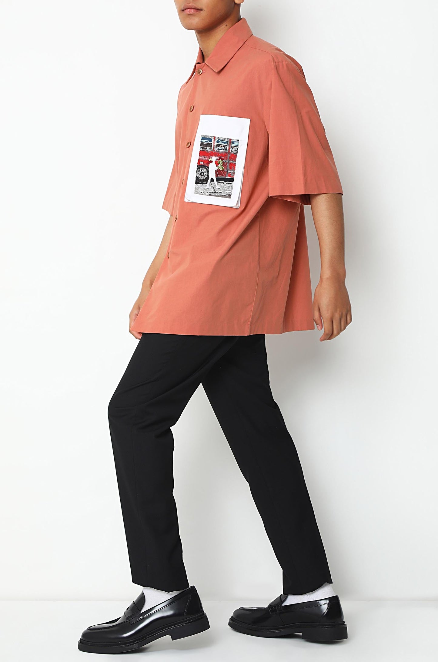 Handcrafted 'Missing Person' Safari Shirt (Salmon)