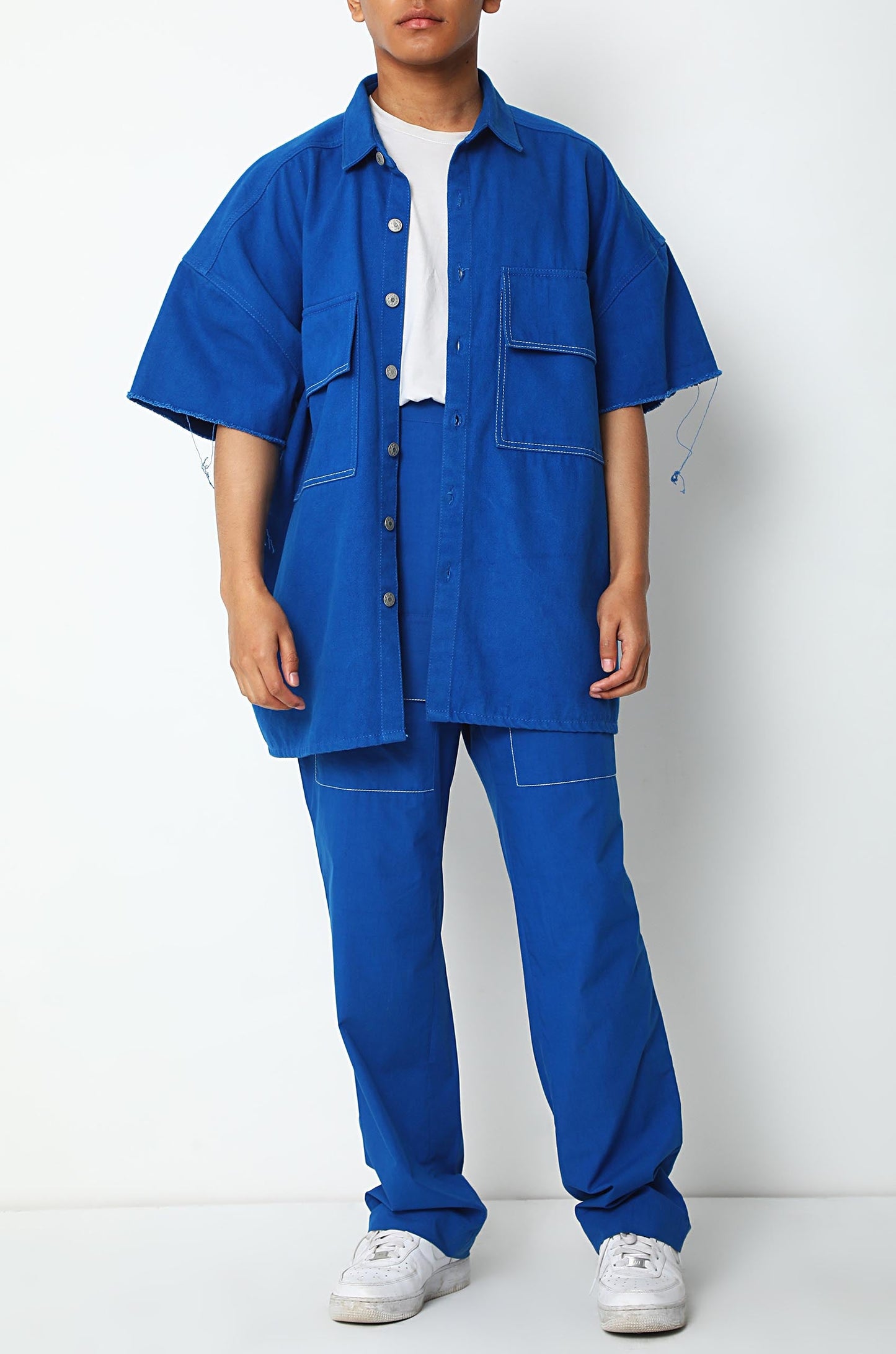Denim Shirt With Patched Pockets (Cobalt)