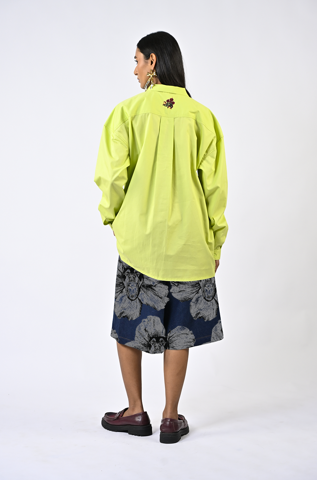 Canine printed denim jorts