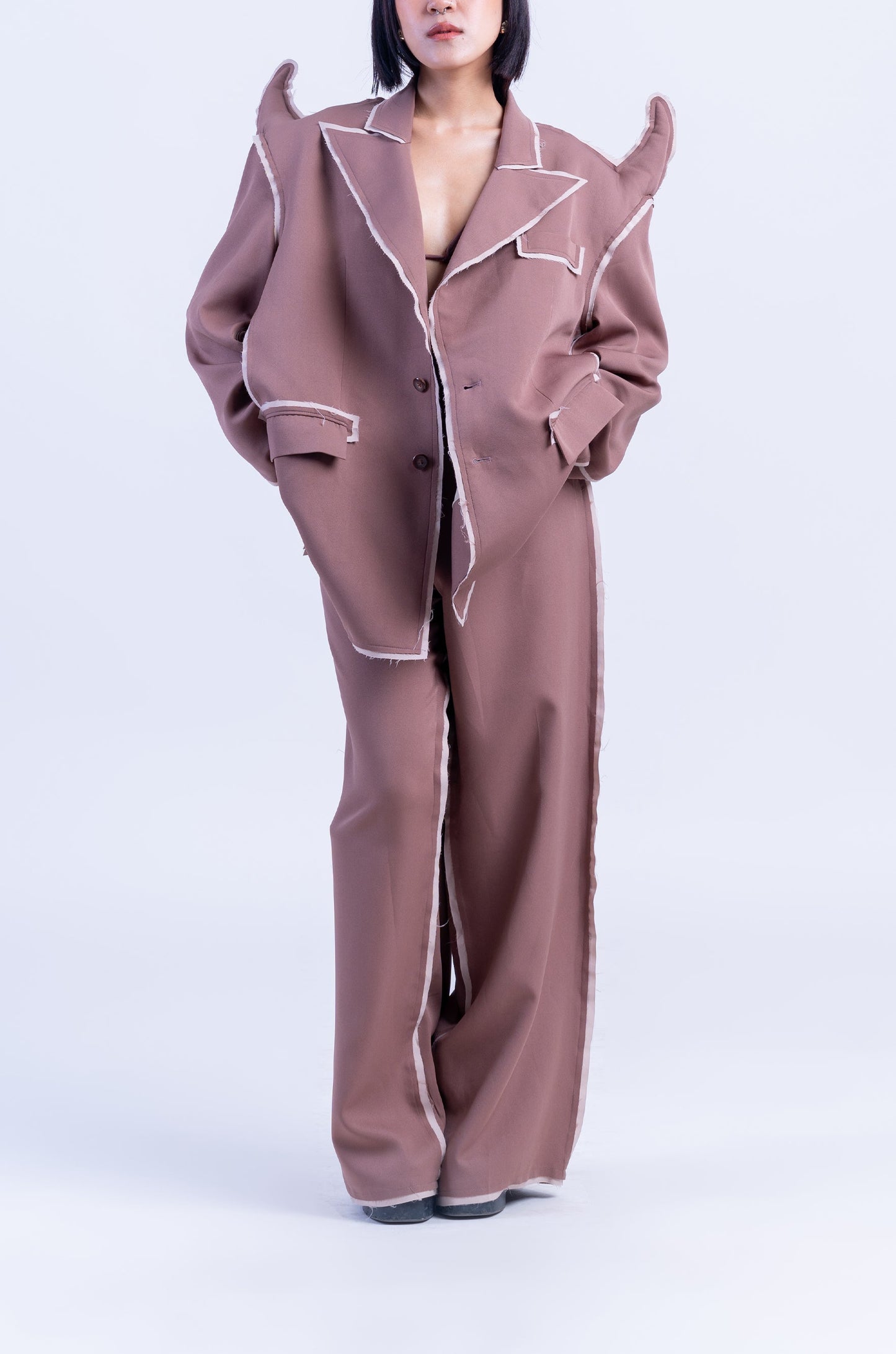 The Devil Wears HUEMN Pants 'Raw Edged' (Beige)