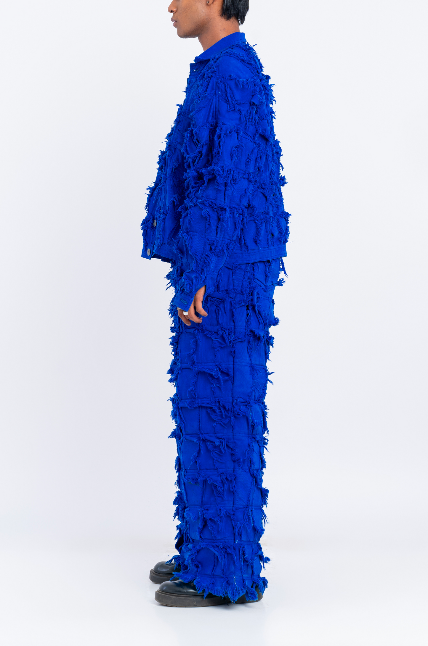 Handcrafted 1000 Panel Distressed Jacket (Blue)