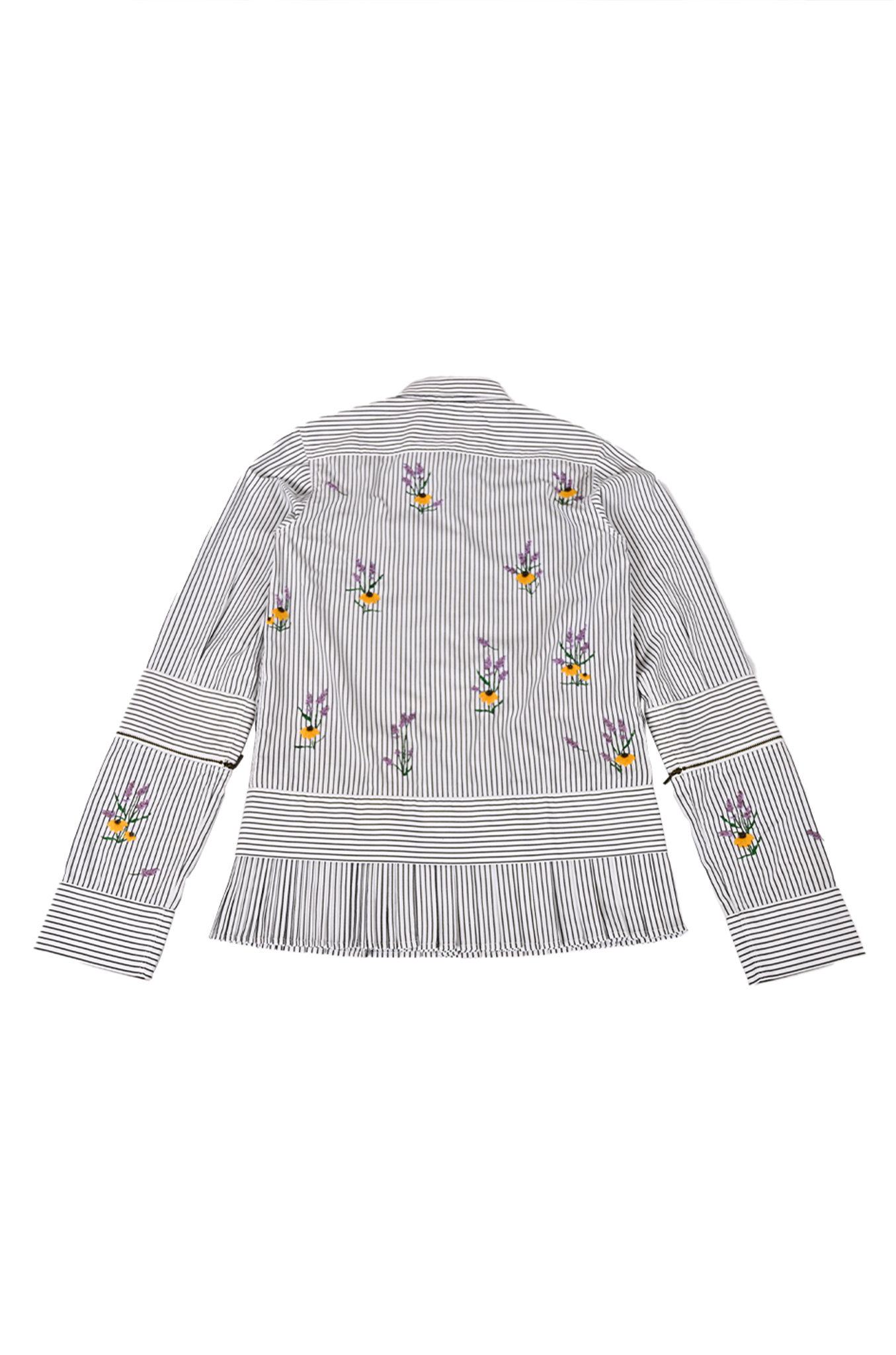 Oversized hand embroidered pinstriped shirt dress with Zipper Detail