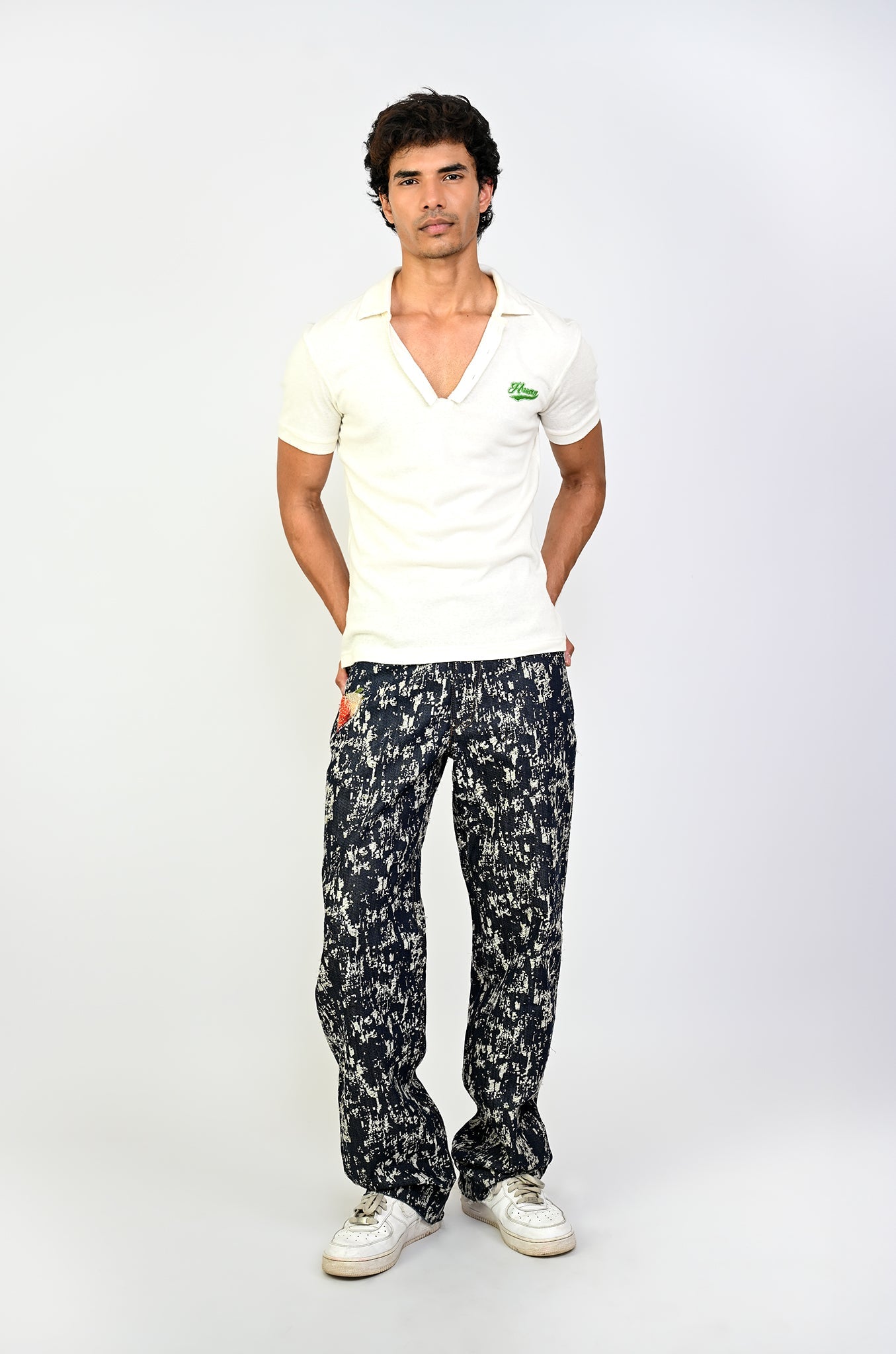 Polo T-shirt with deconstructed detail (Men's)-White