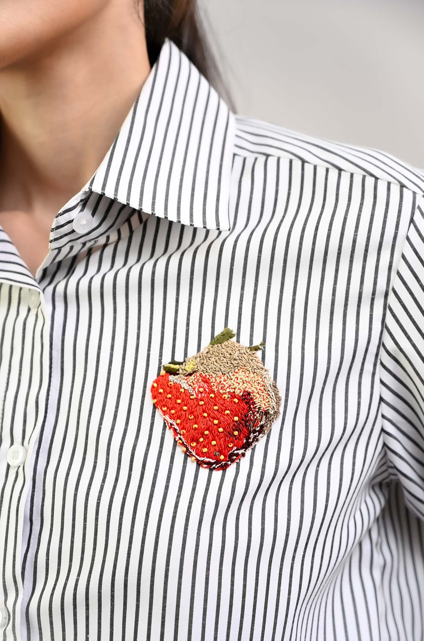 Pinstriped embroidered shirt