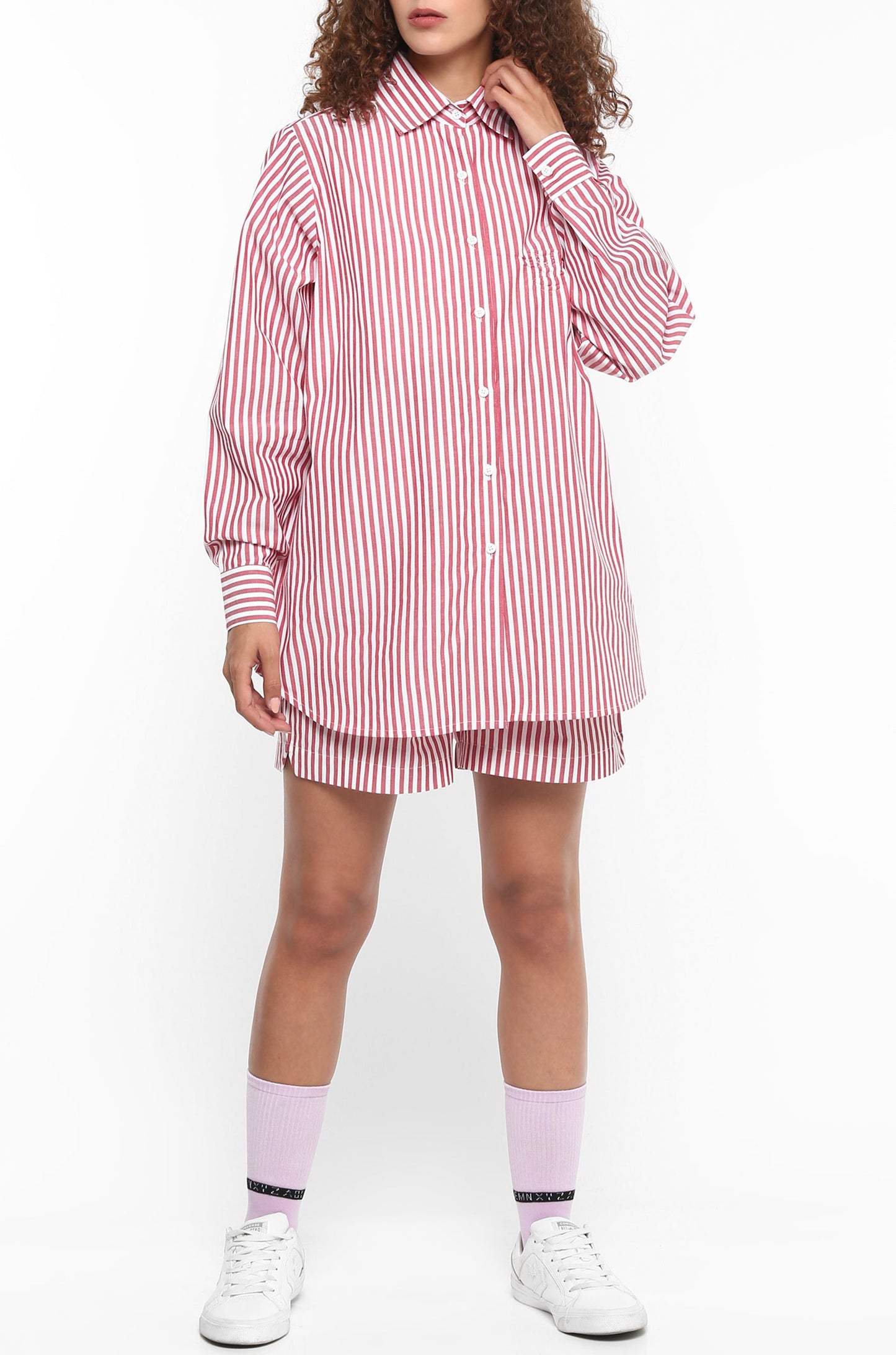 Huemn Gorilla Insignia Striped Shirt (Flamingo Pink)