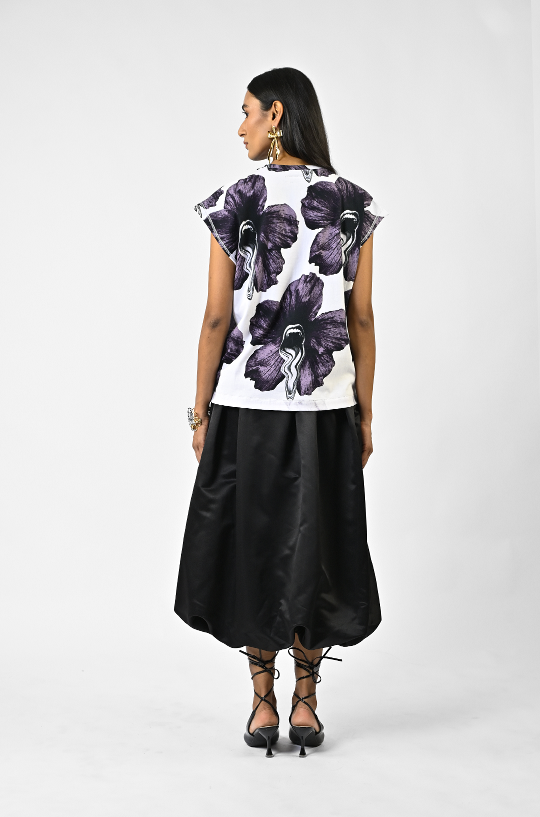 Tongue-printed cotton sleeveless top (Women's)