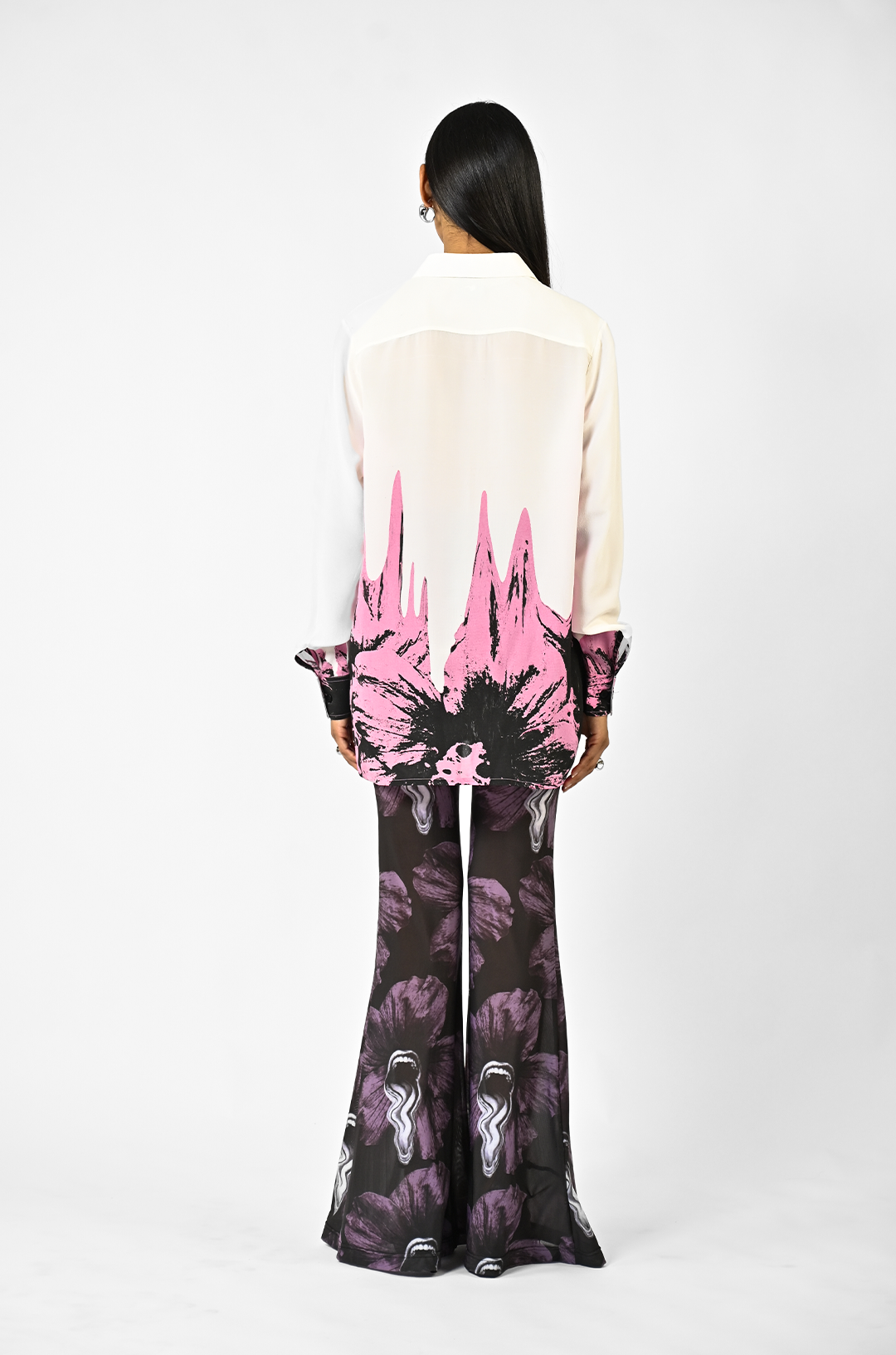 White floral drip shirt