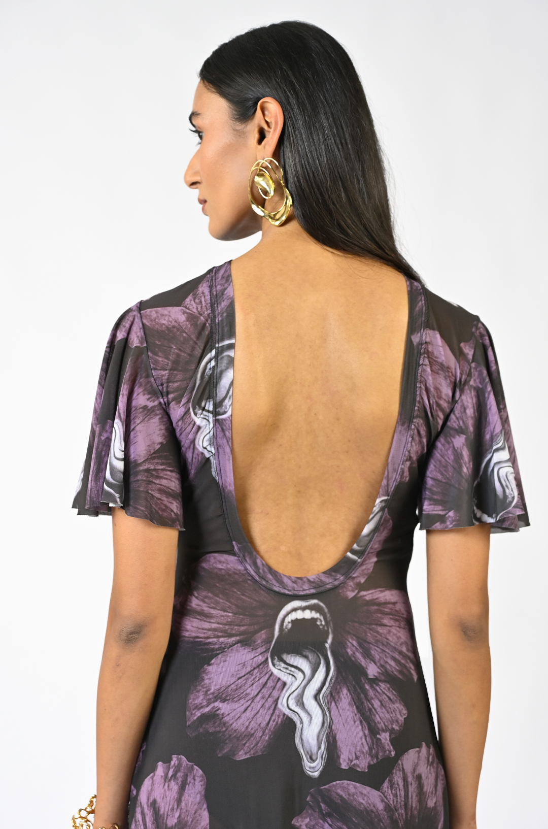 Sculpted purple lycra dress