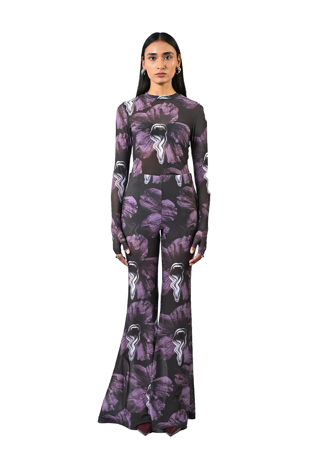 Sculpted gloved purple top