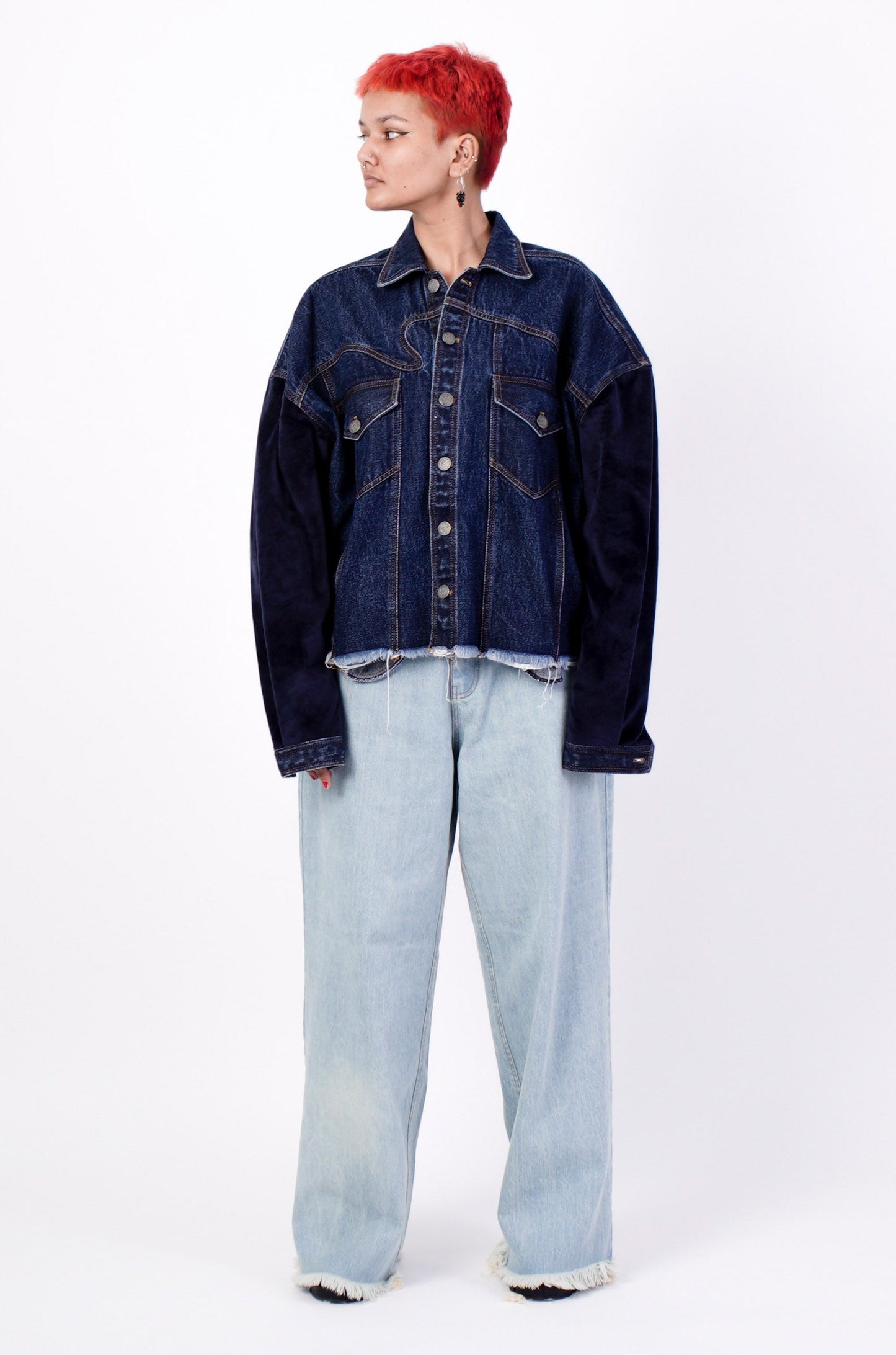 Darwyn Split Velvet And Denim Jacket