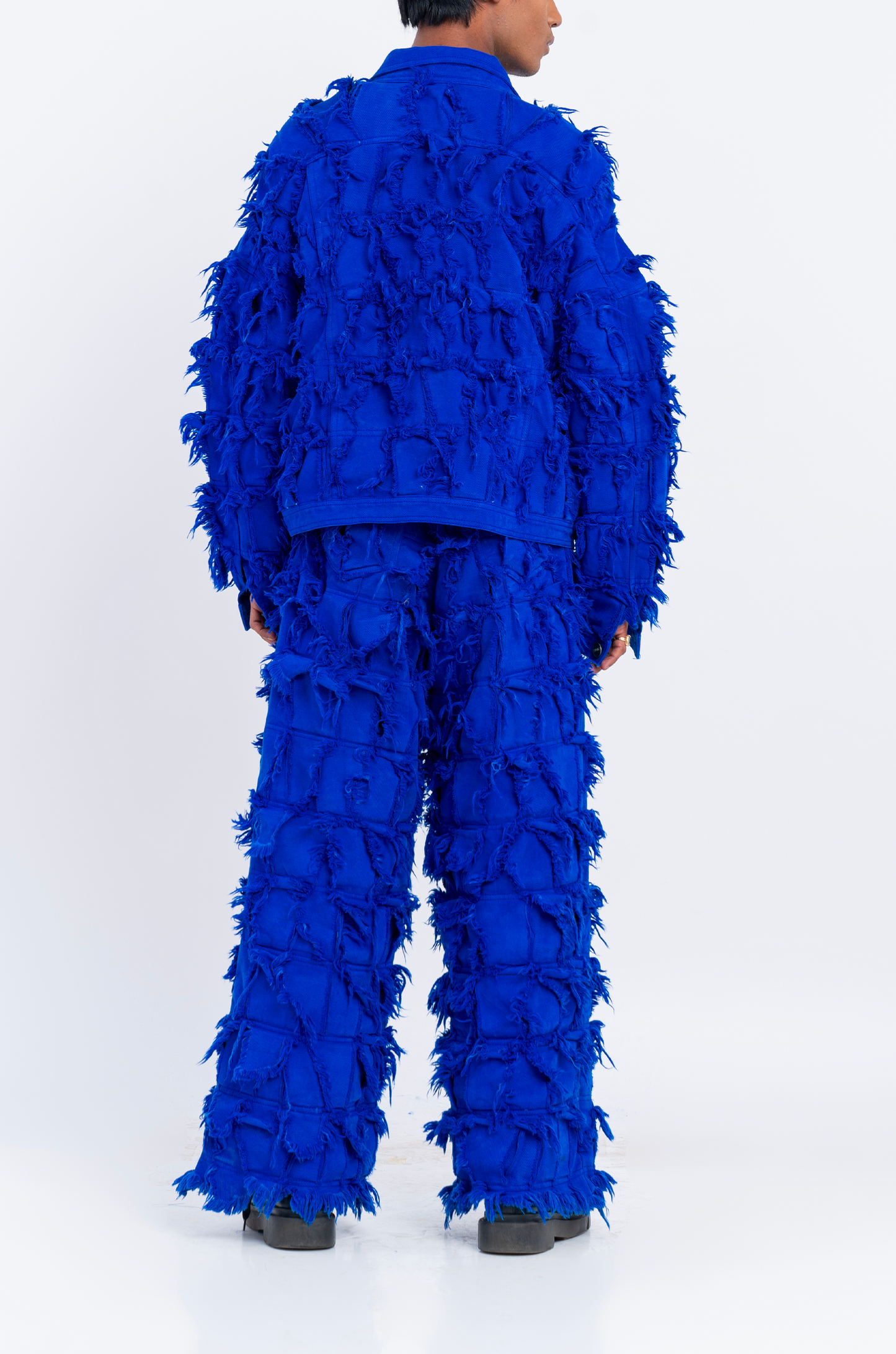 Handcrafted 1000 Panel Distressed Jacket (Blue)