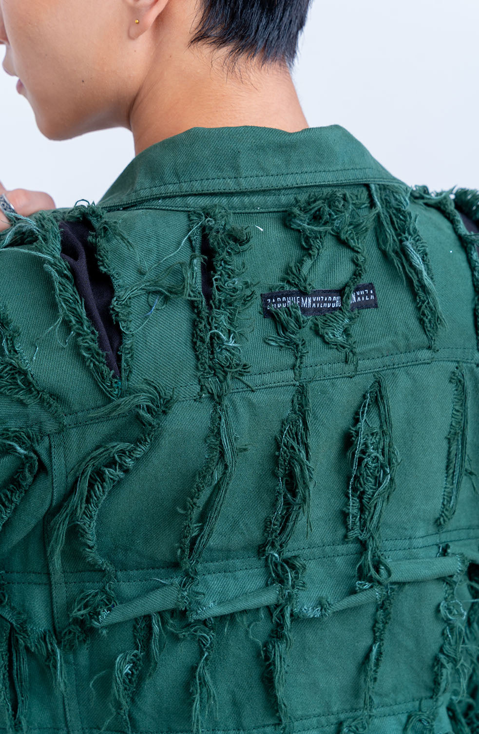 Handcrafted 1000 Panel Distressed Jacket (Green)