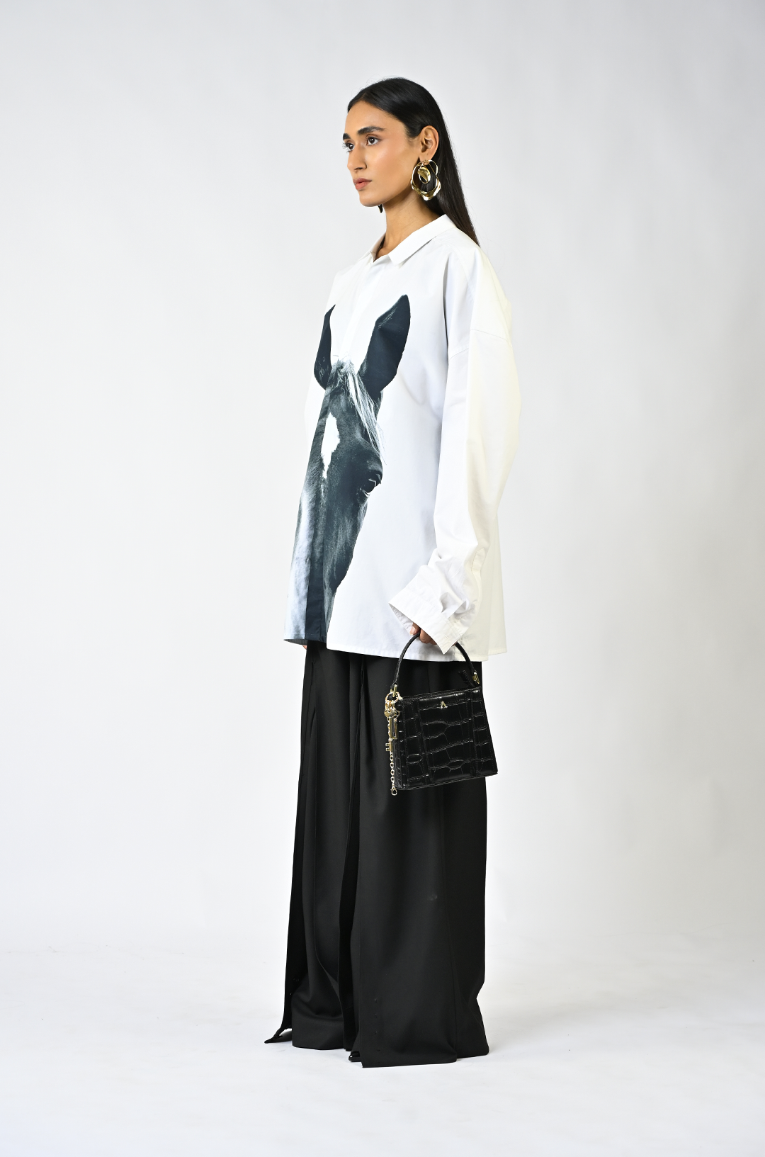 Horse printed cotton shirt - White