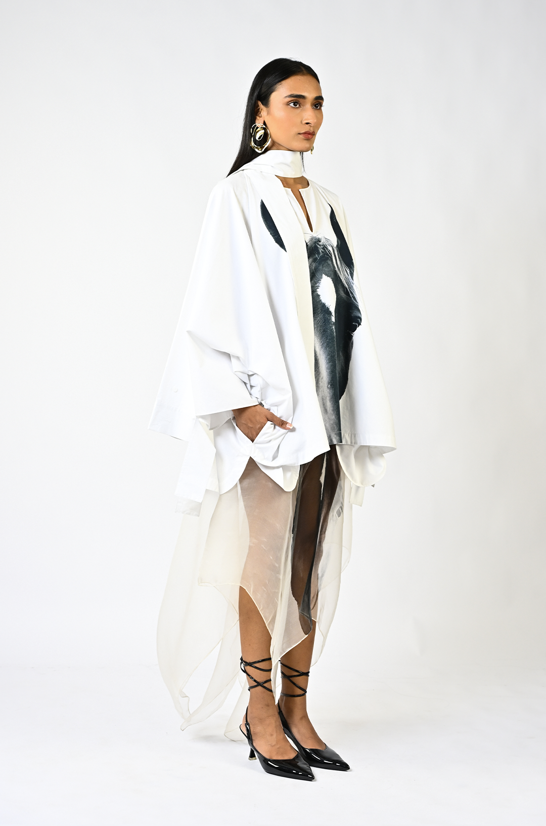 Horse printed kaftan kurta hybrid