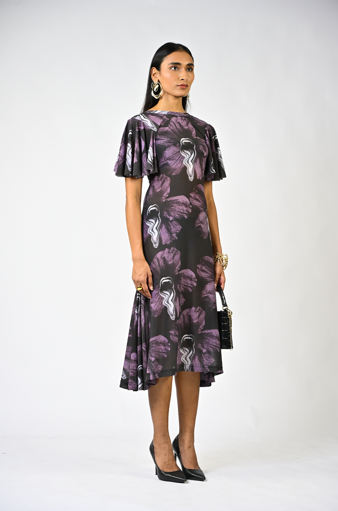 Sculpted purple lycra dress