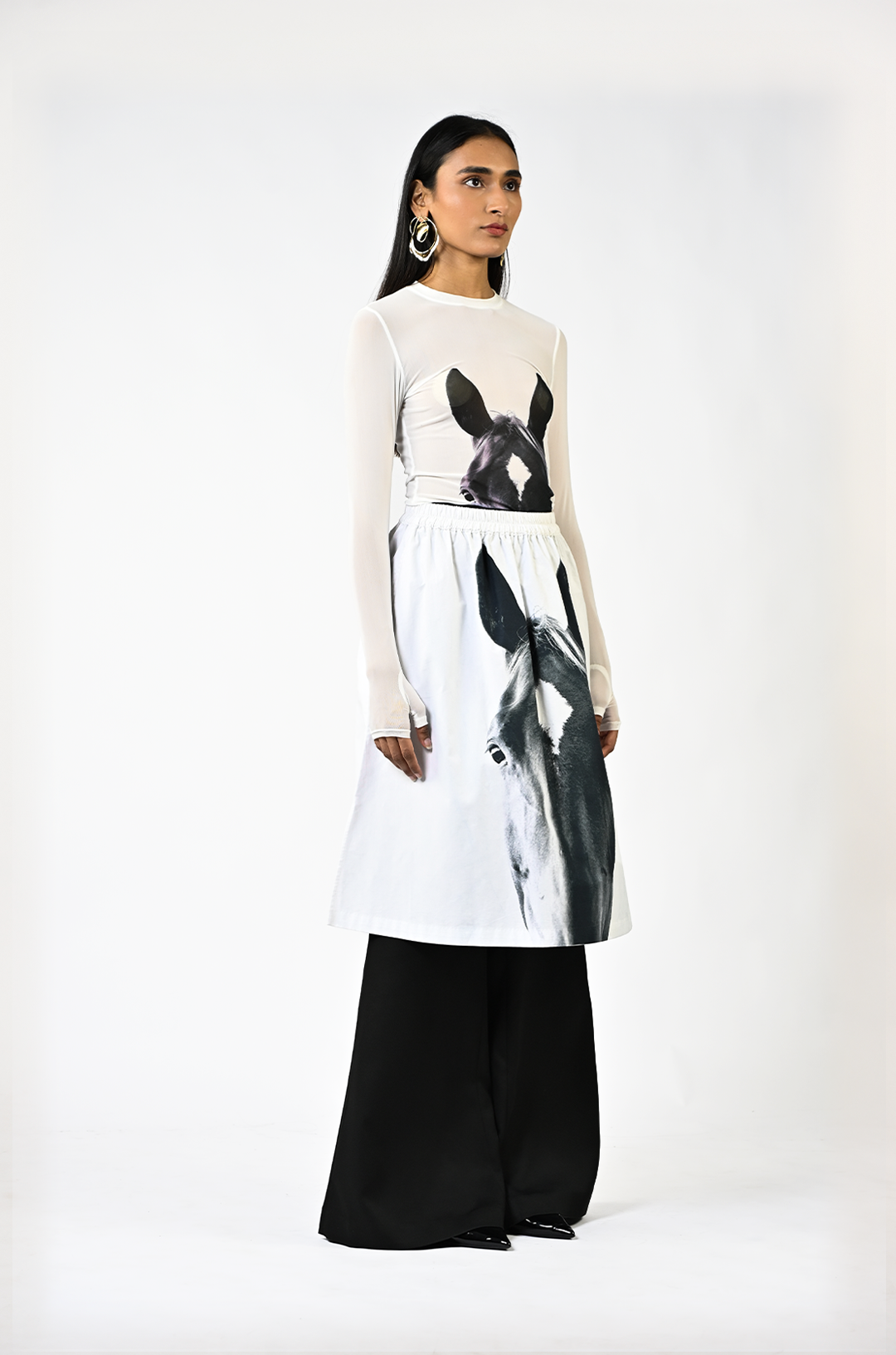 Horse printed cotton skirt