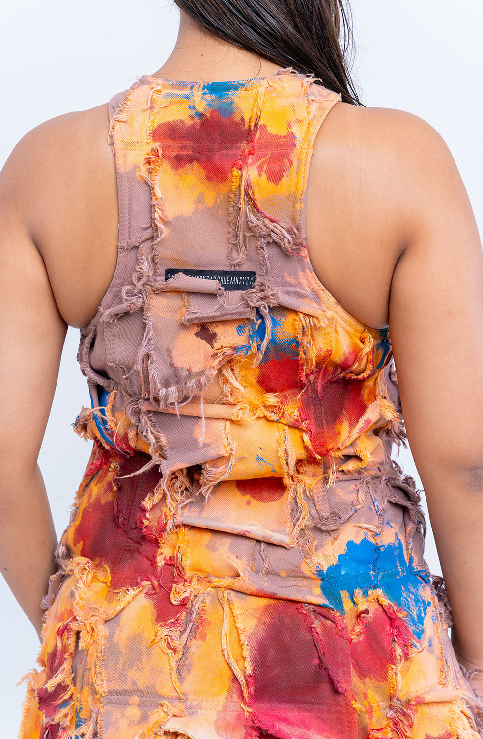 Handcrafted 1000 Panel Blood Washed Dress (Beige)