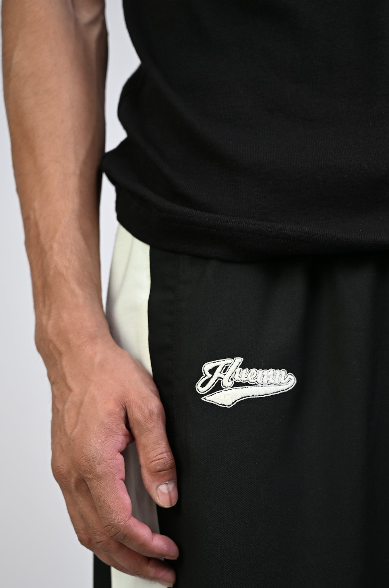 Polo T-shirt with deconstructed detail (Men's)-Black